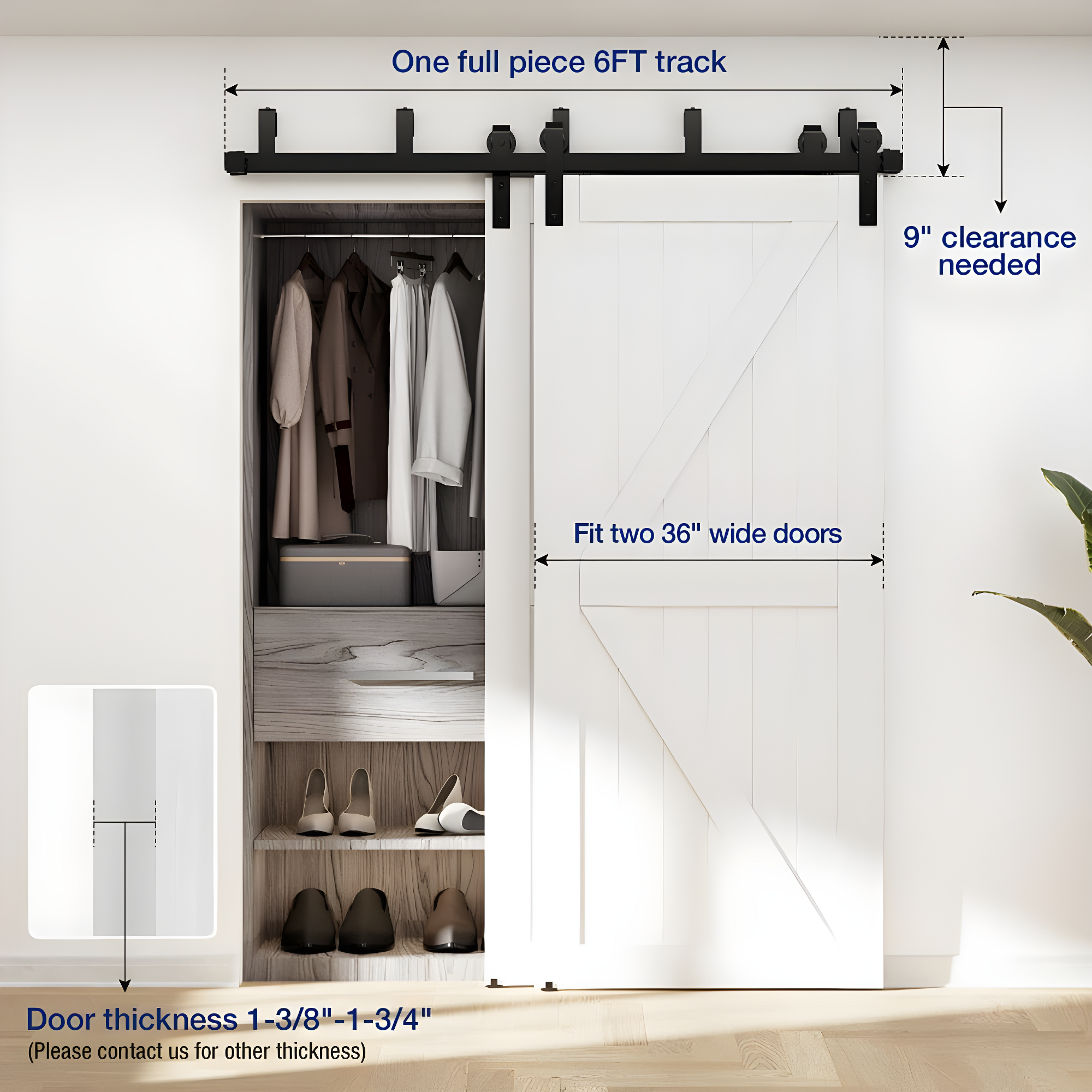 Lazio Sliding Standard Double Barn Door Hardware Kit