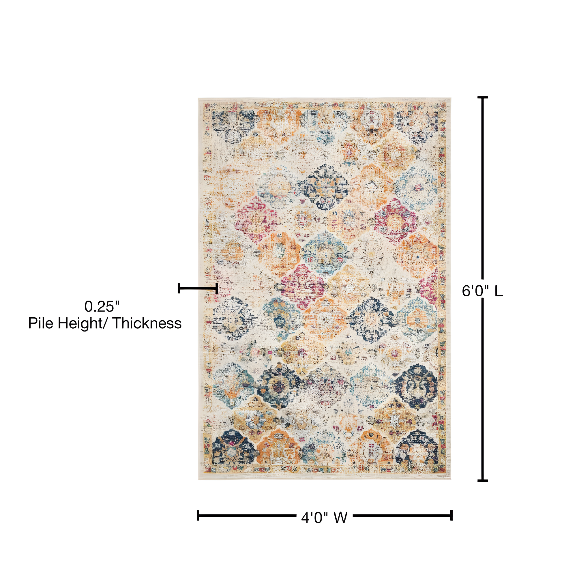 Madison MAD611 Power Loomed Indoor Area Rug - Cream/Multi - 4'x6' - Safavieh