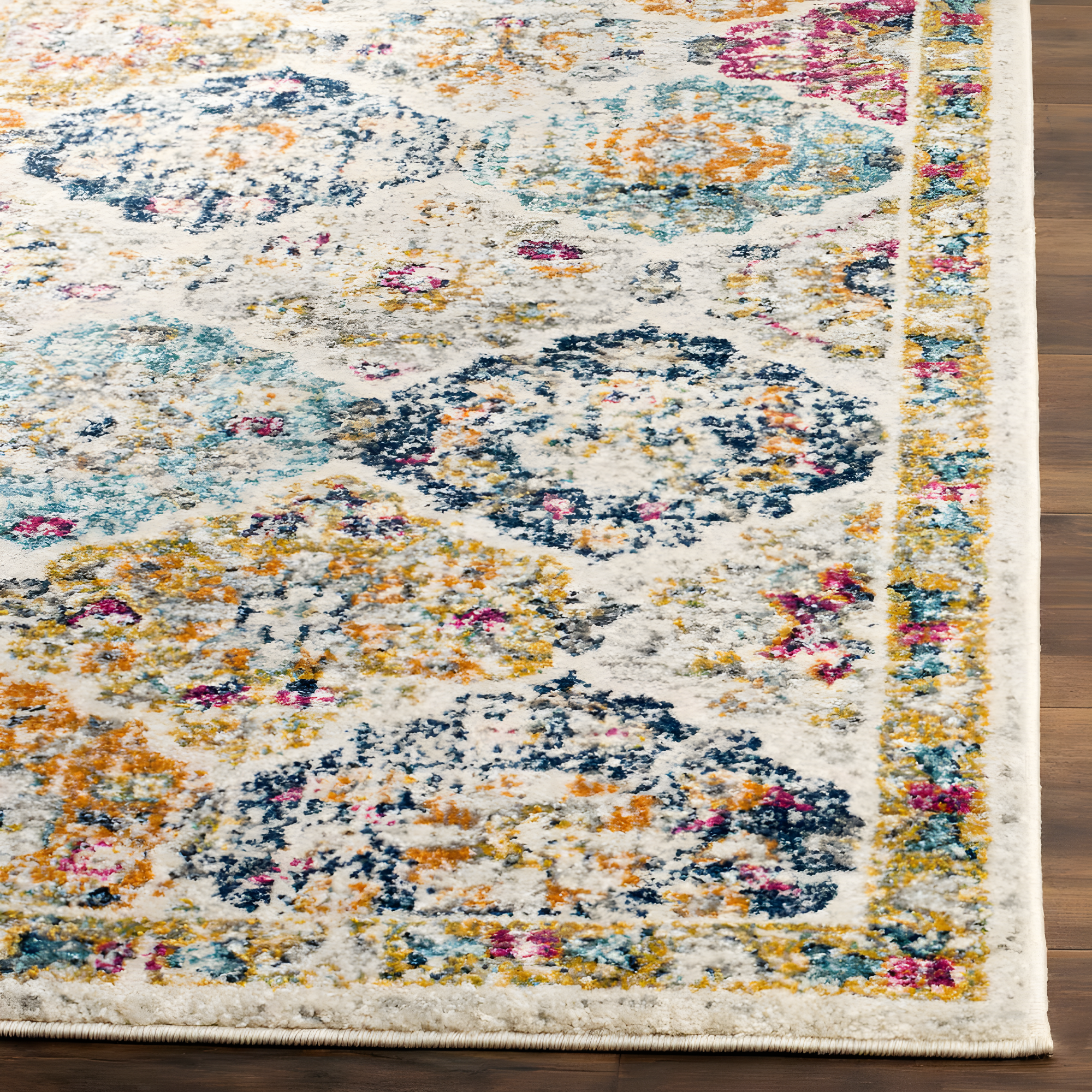 Madison MAD611 Power Loomed Indoor Area Rug - Cream/Multi - 4'x6' - Safavieh