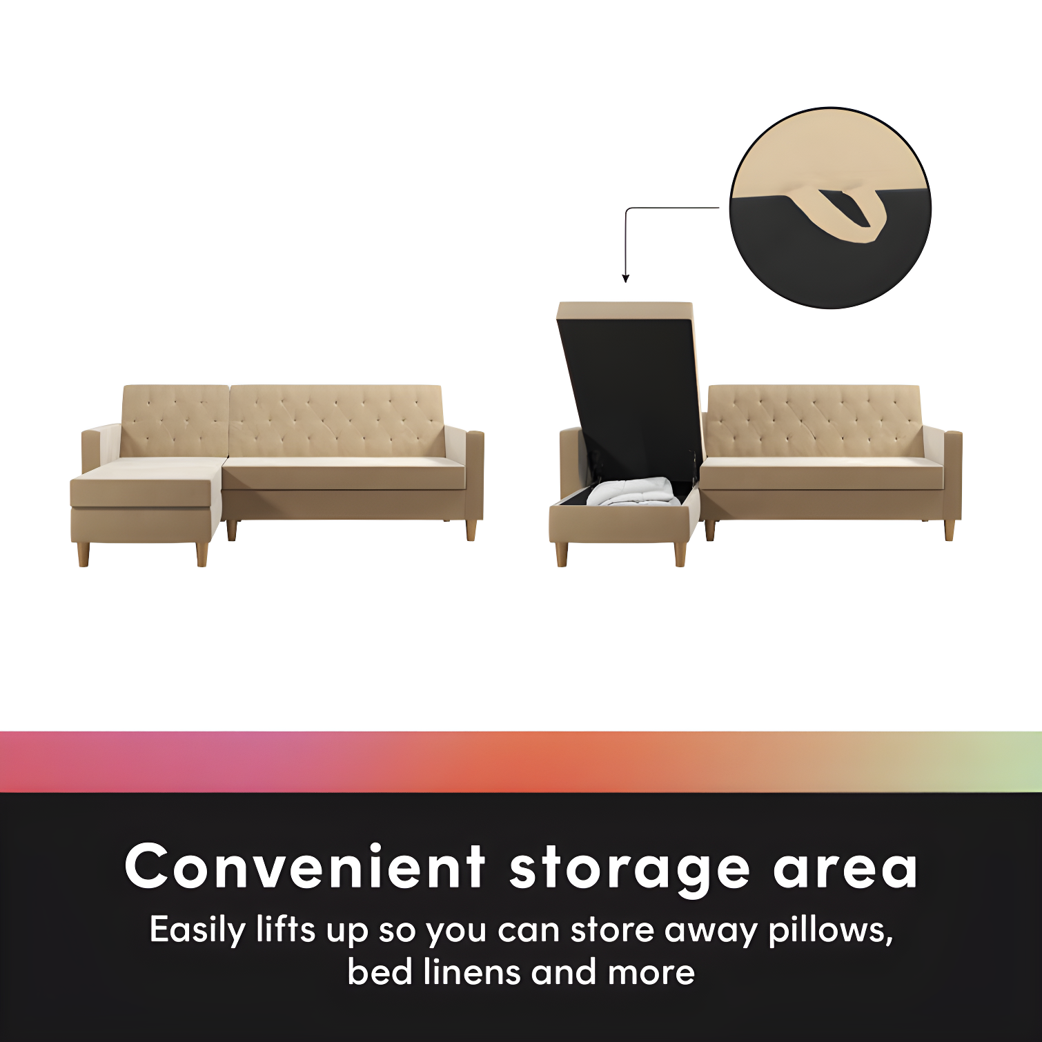 Liberty Upholstered Reversible Chaise Sectional with Storage