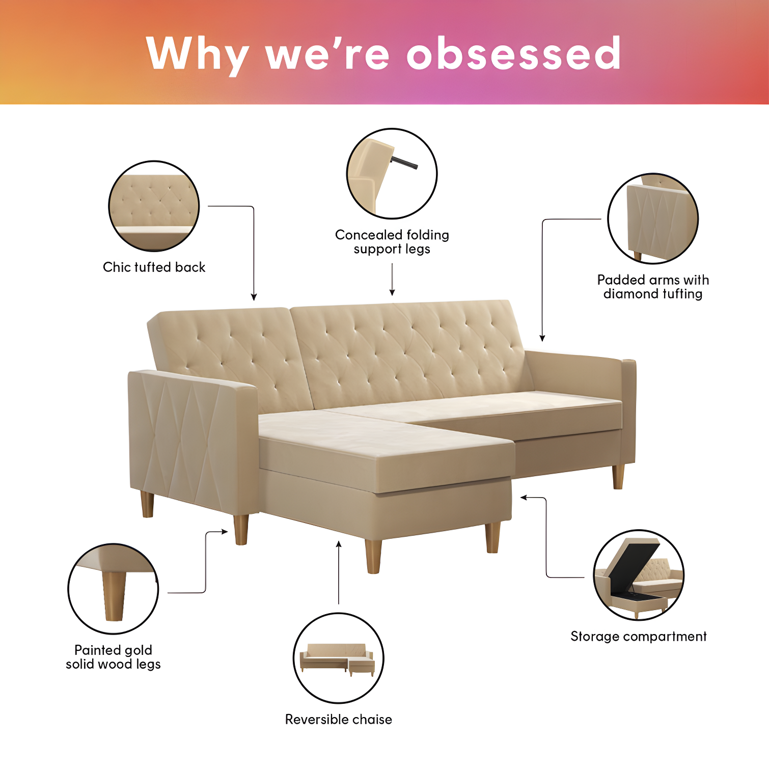Liberty Upholstered Reversible Chaise Sectional with Storage