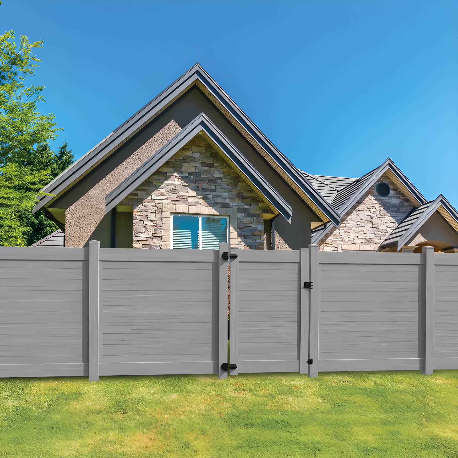 Barrette Outdoor Living Horizontal Fence Driftwood Vinyl Privacy Panel Kit