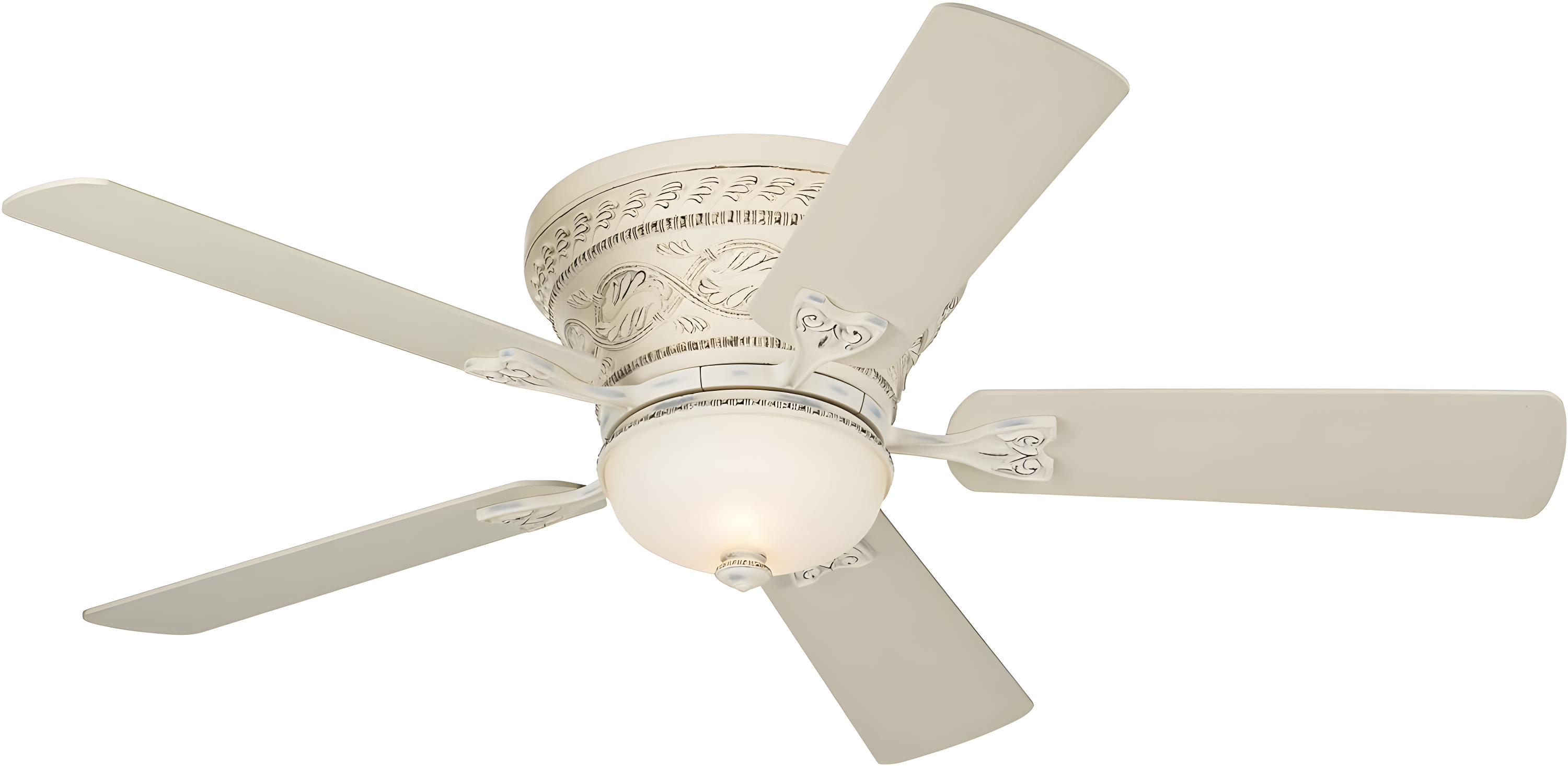 Casa Vieja 52" Ancestry Vintage Antique Indoor Ceiling Fan 5 Blade LED Light Remote Control French White Finish Bedroom Living Room Kitchen Hugger