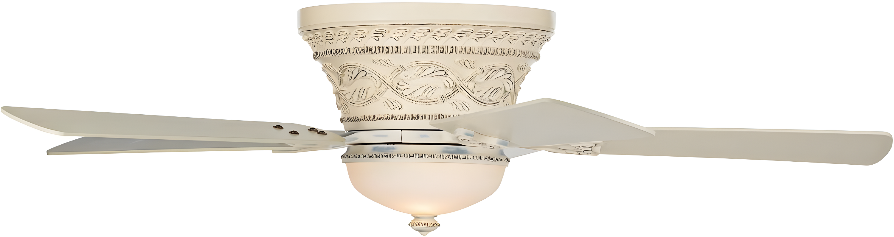 Casa Vieja 52" Ancestry Vintage Antique Indoor Ceiling Fan 5 Blade LED Light Remote Control French White Finish Bedroom Living Room Kitchen Hugger