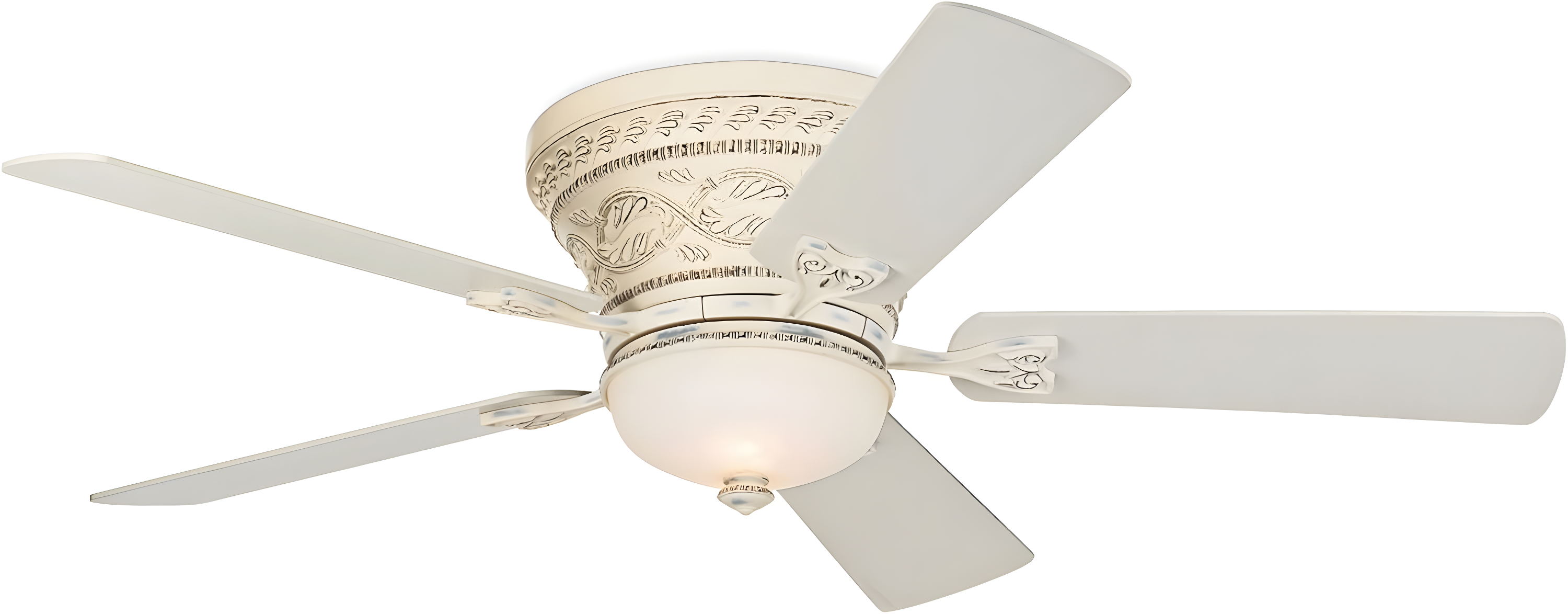 Casa Vieja 52" Ancestry Vintage Antique Indoor Ceiling Fan 5 Blade LED Light Remote Control French White Finish Bedroom Living Room Kitchen Hugger