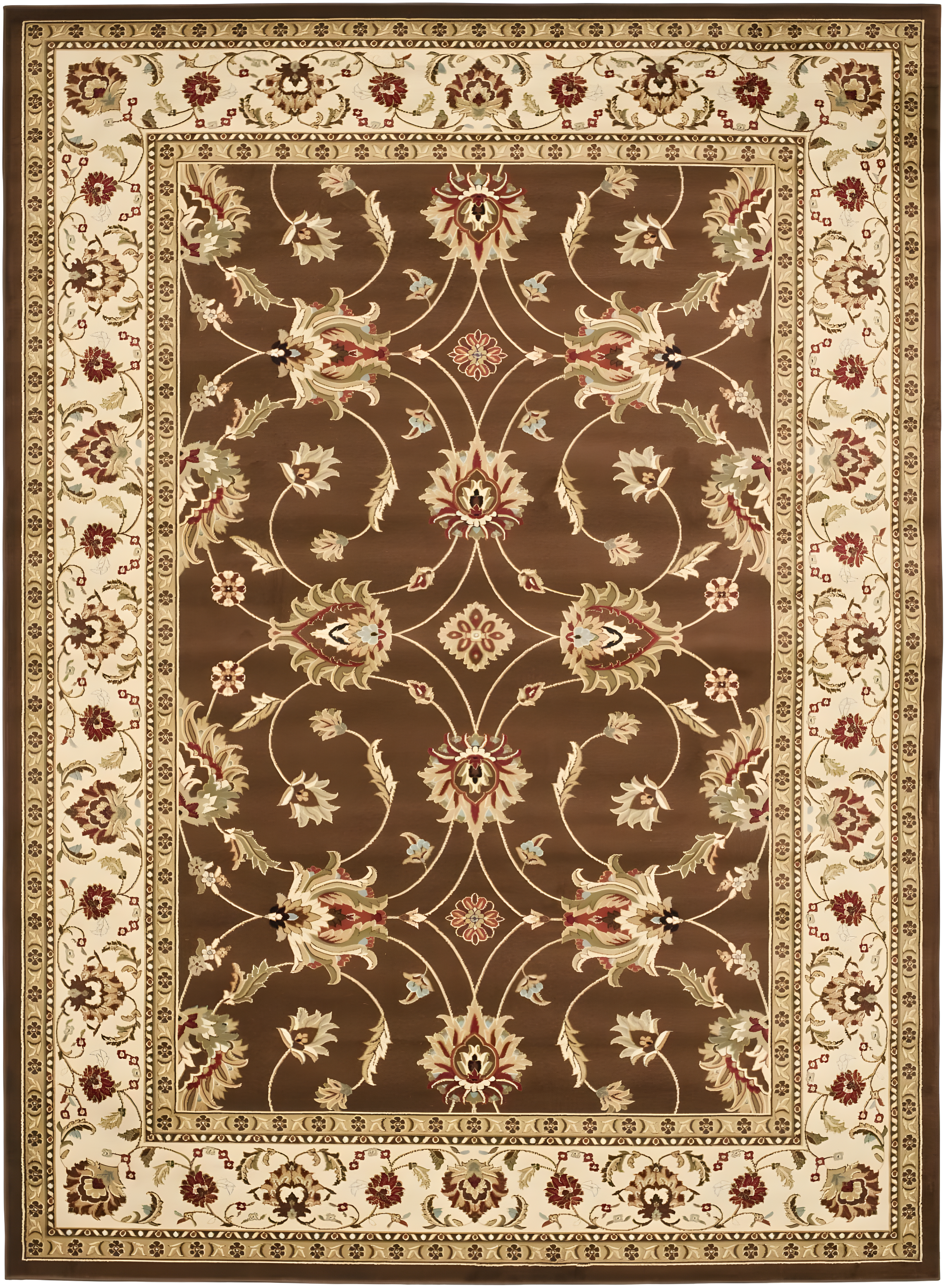 Lyndhurst LNH553 Power Loomed Area Rug - Brown/Ivory - 5'3" Round - Safavieh.