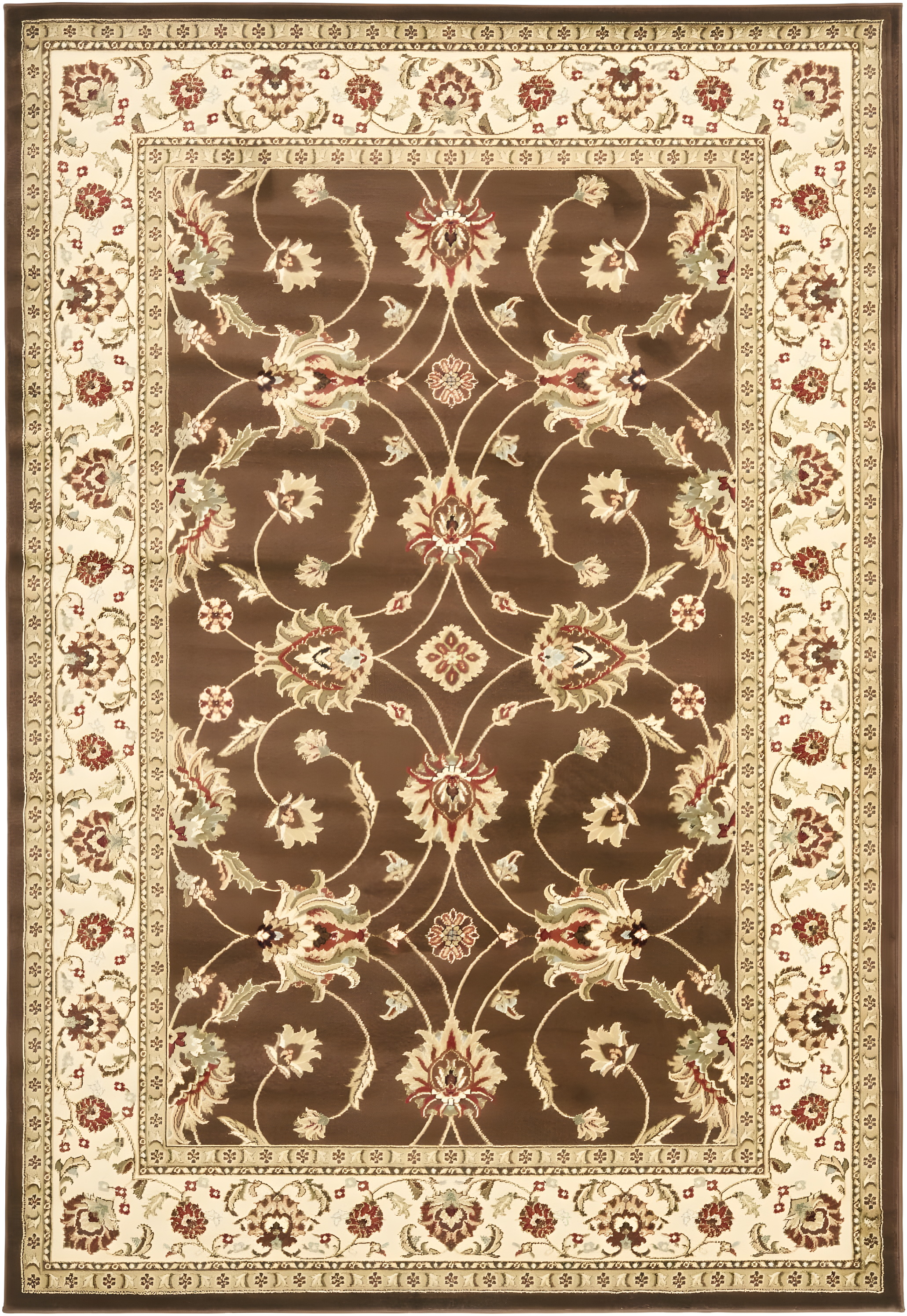 Lyndhurst LNH553 Power Loomed Area Rug - Brown/Ivory - 5'3" Round - Safavieh.