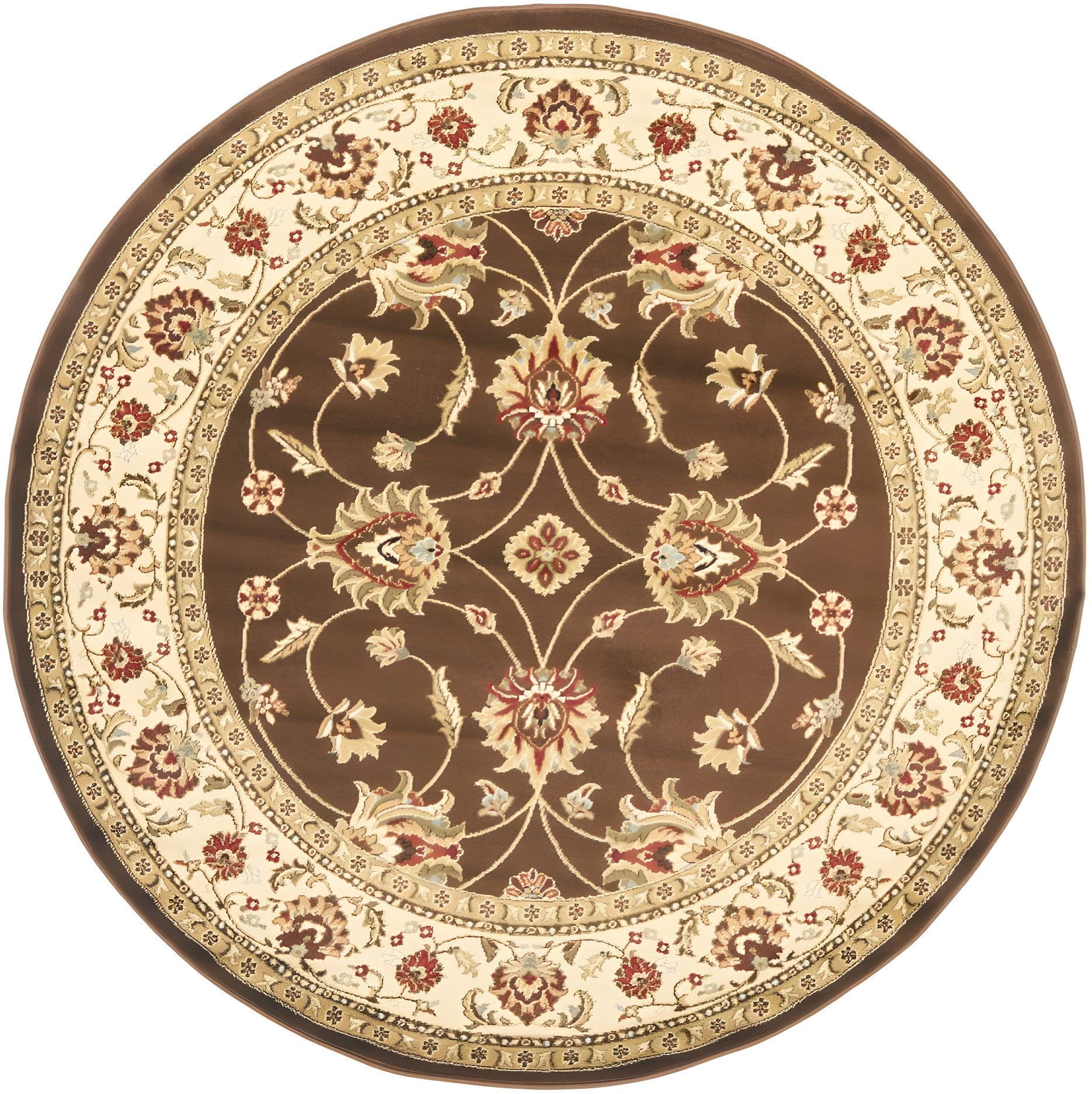 Lyndhurst LNH553 Power Loomed Area Rug - Brown/Ivory - 5'3" Round - Safavieh.