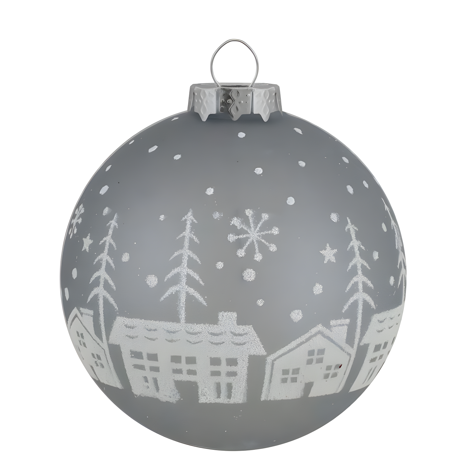 4 ct Gray and Clear Glass Ball Hanging Christmas Ornaments 3.25-Inch (80mm)