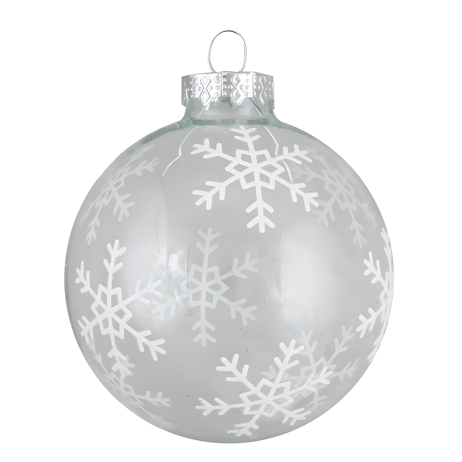 4 ct Gray and Clear Glass Ball Hanging Christmas Ornaments 3.25-Inch (80mm)
