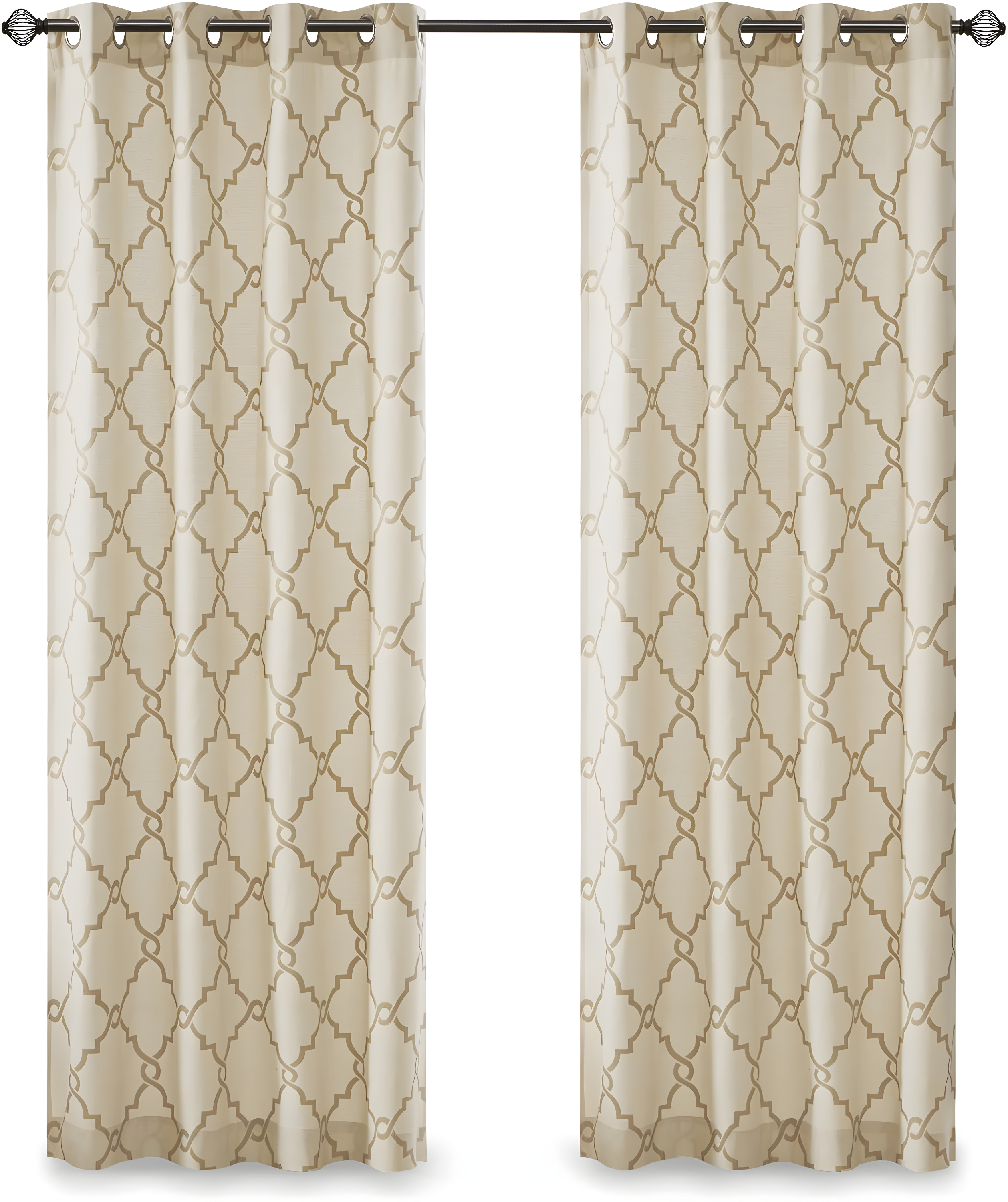 Fretwork Print Grommet Top Window Curtain Panel