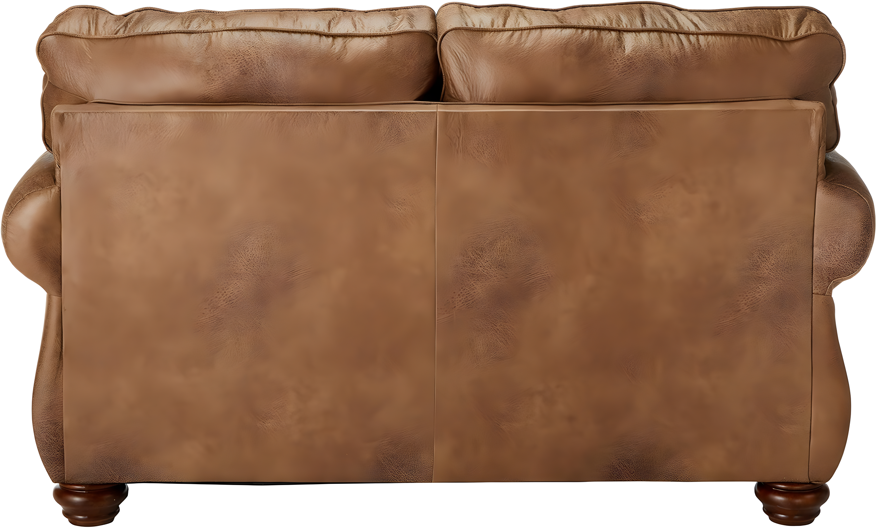 Brown Faux Leather Traditional Loveseat with Rolled Arms and Nailhead Trim