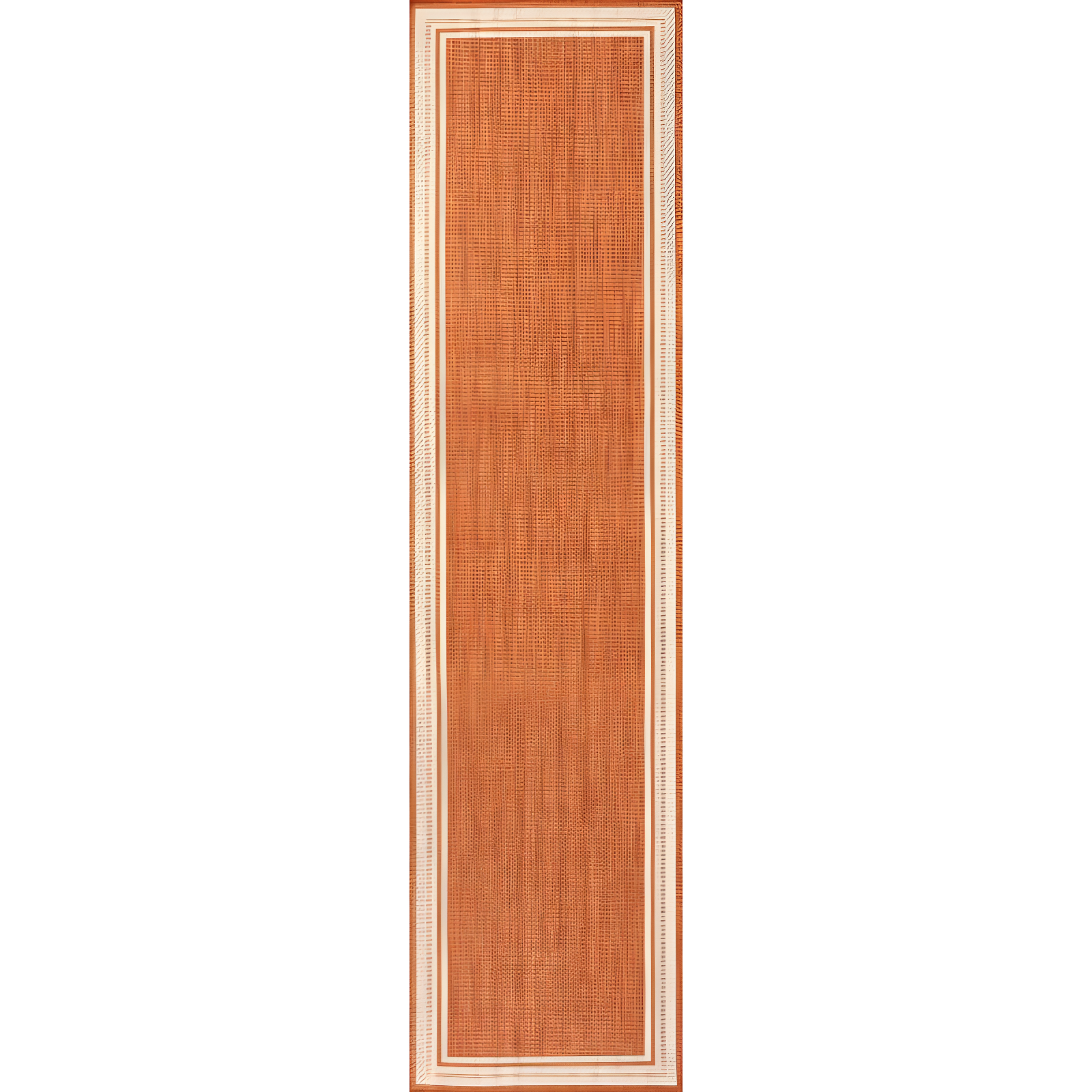 2' x 8' James Modern Border Stripe Indoor/Outdoor Runner Rug, Orange/Cream - JONATHAN Y
