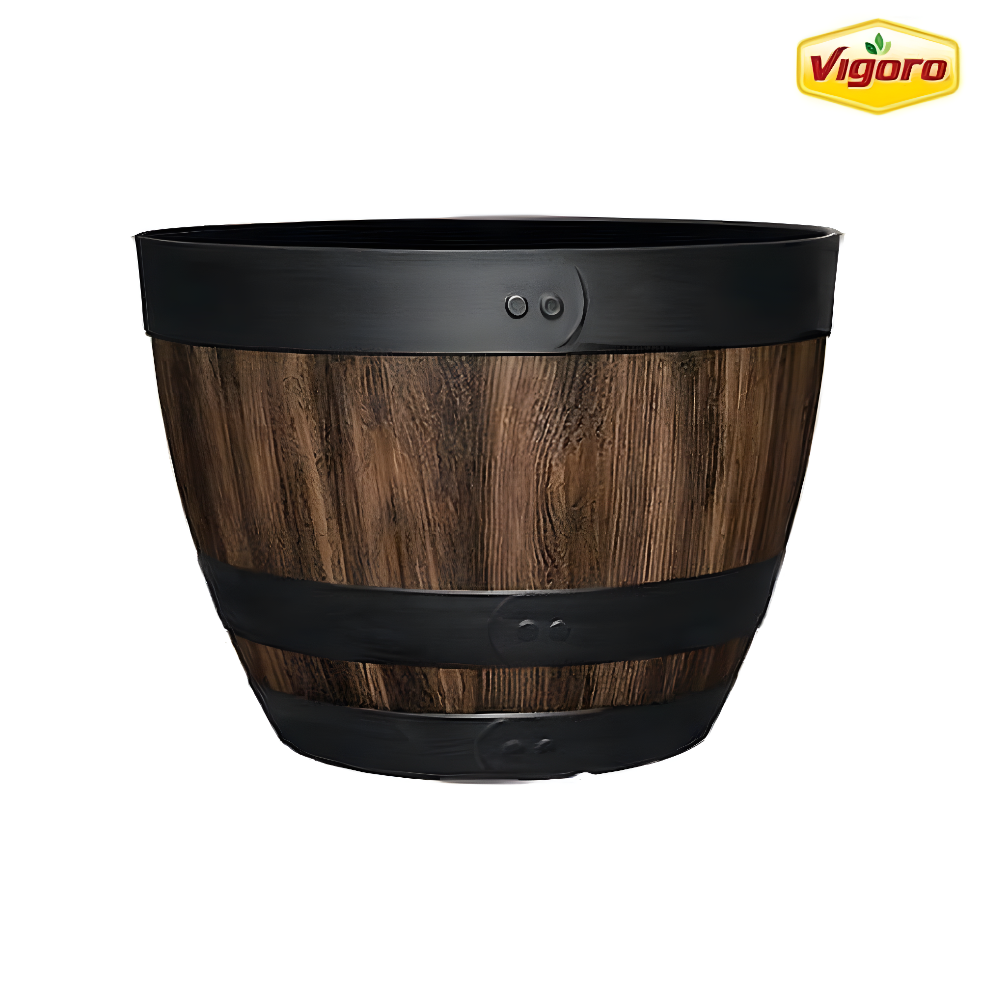 16 Inch Resin Barrel Planter Indoor Outdoor Garden Decor Large Flower Plant Pot