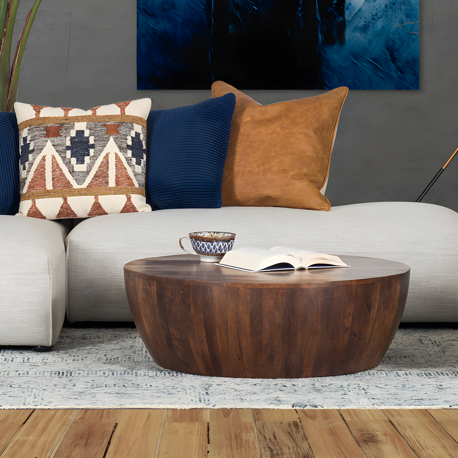 Vivenne Mango Wood Drum Coffee Table