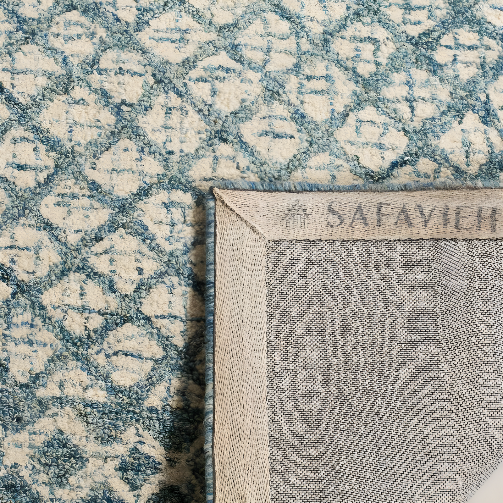Abstract ABT203 Handmade Indoor Area Rug - Blue/Ivory - 6'x9' - Safavieh