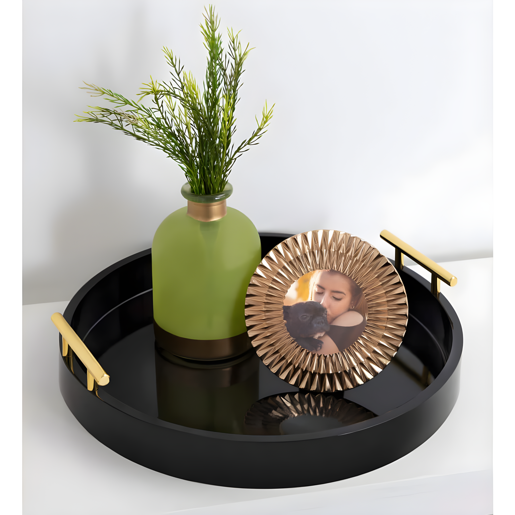 Kate and Laurel Lipton Tray, 15.5" Diameter, Black