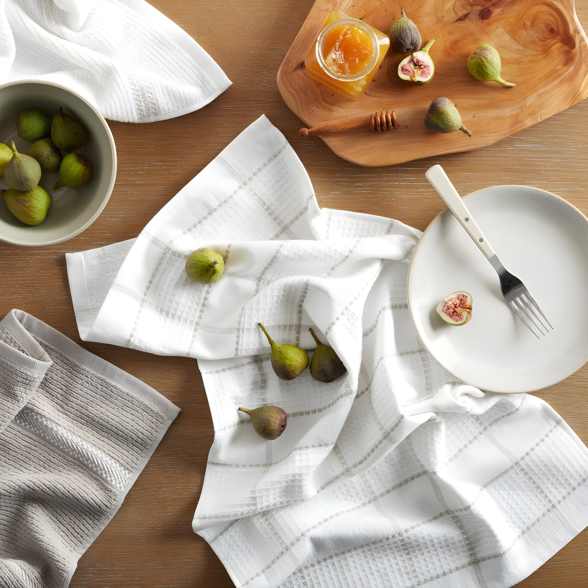 Martha Stewart Martha Stewart Modern Waffle Kitchen Towel Set 6-Pack, Linen, 16"x28" (Set of 6)