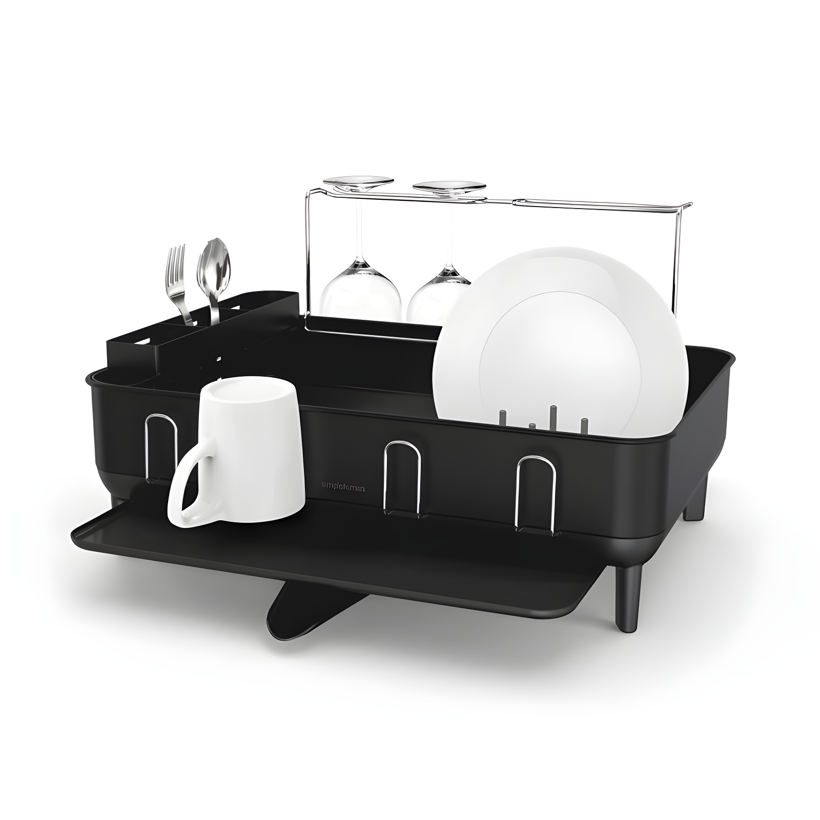 Simplehuman Kitchen Dish Drying Rack, Matte Black Steel