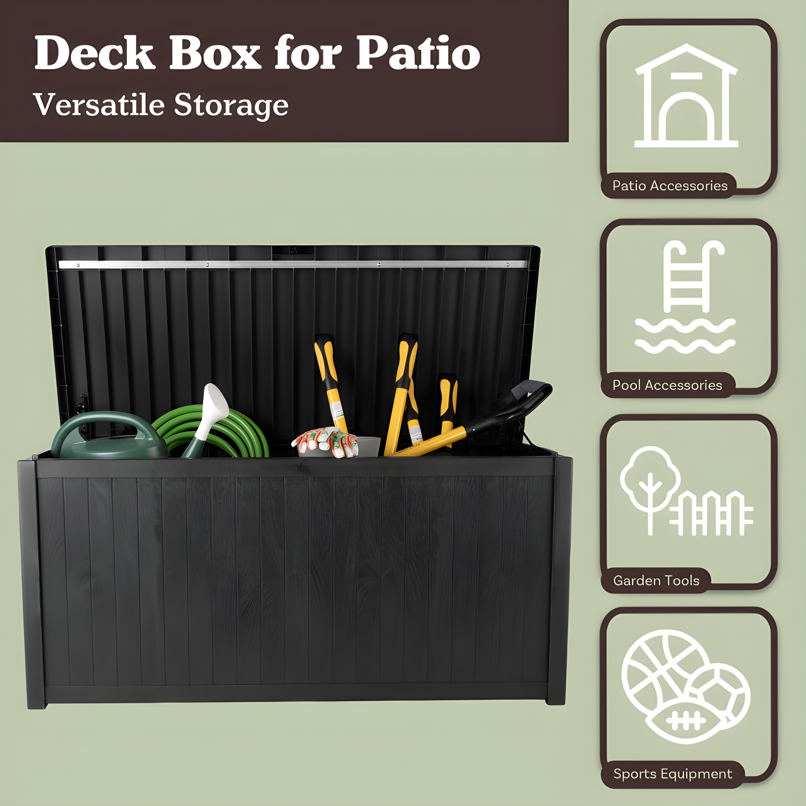 Pure Garden Outdoor Storage Box - 113 Gallon Lockable Deck Box for Pool Accessories, Patio Furniture Cushions, or Package Delivery for Outside by Pure Garden