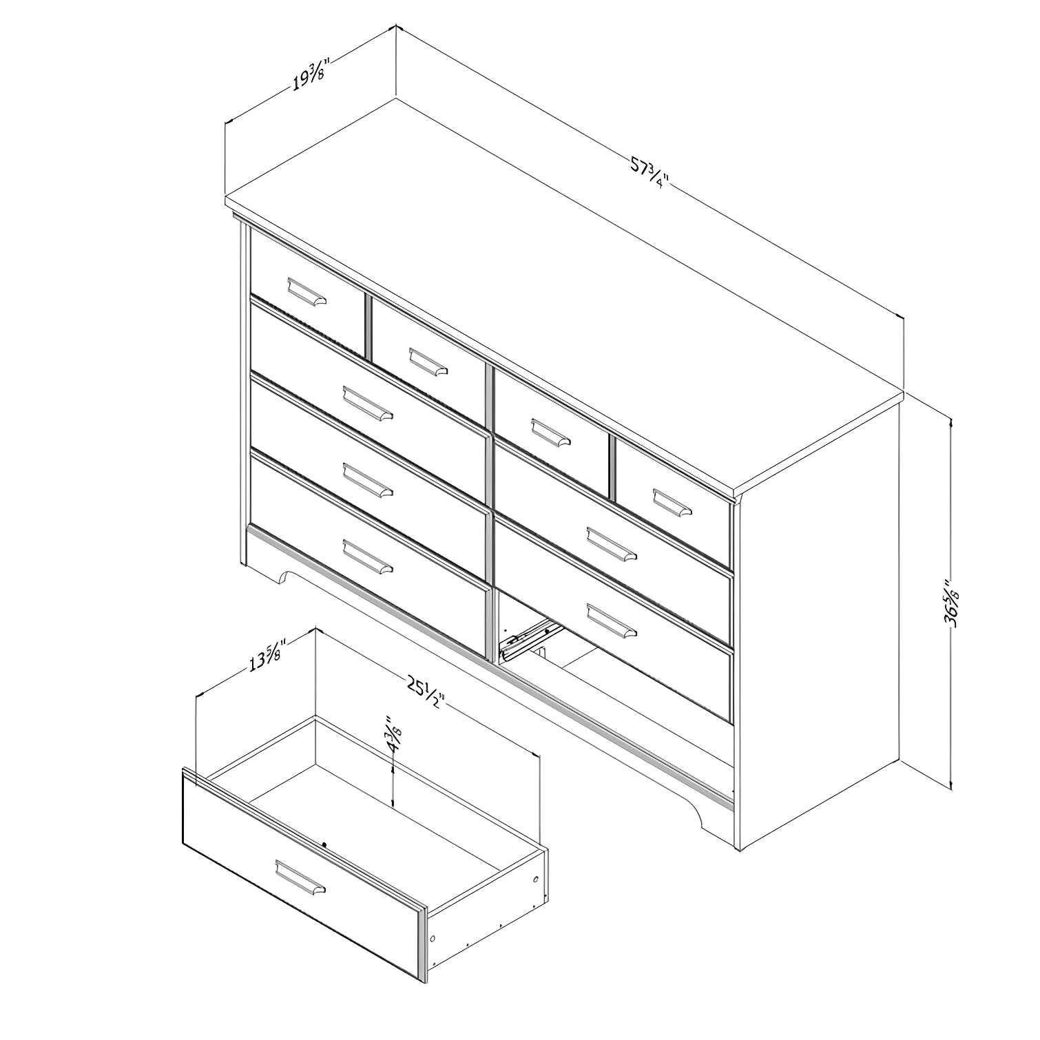 Versa 8-Drawer Storage Dresser - Classic Style