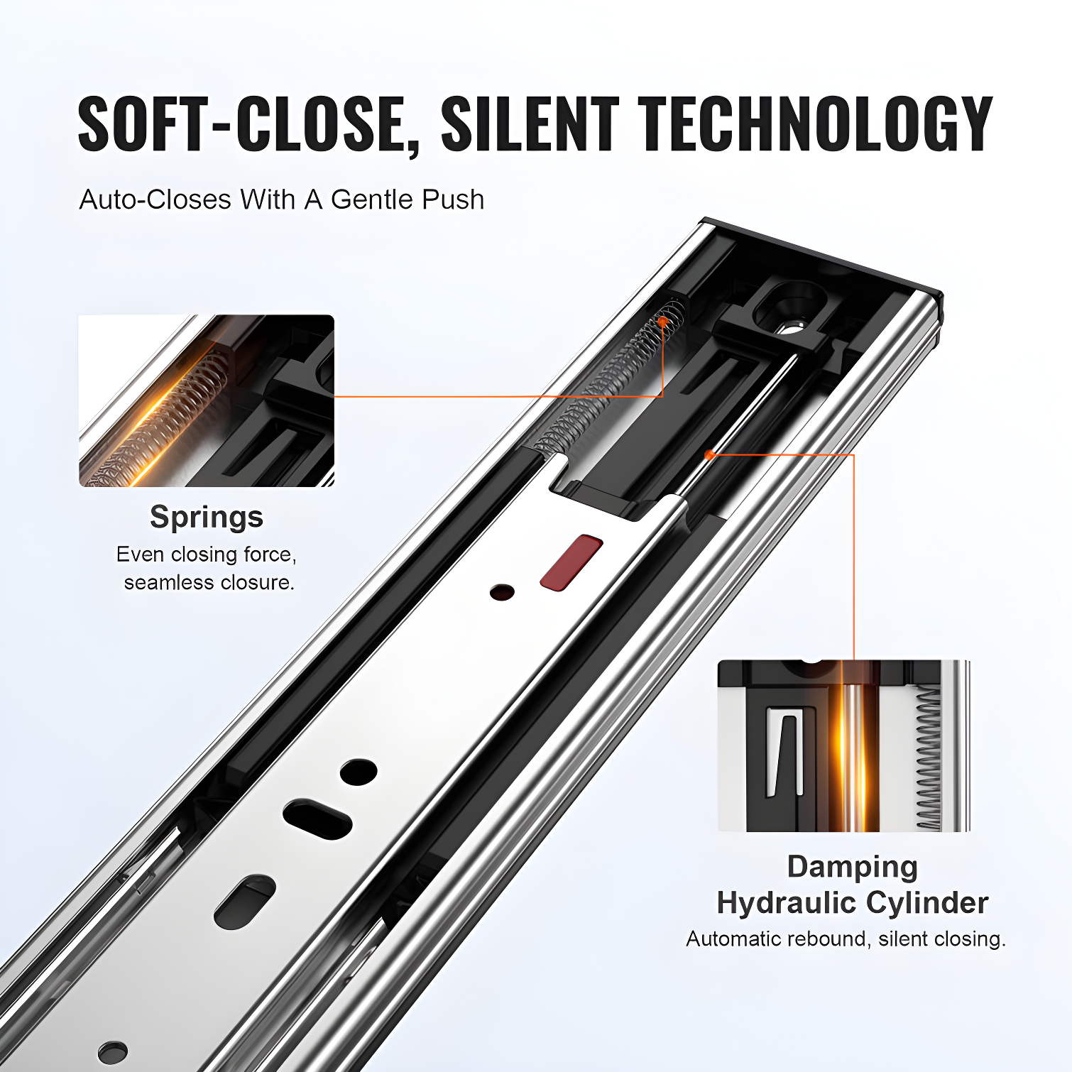 Full Extension 1.77'' Soft Close Side Mount Metal Drawer Slide (Set of 10)