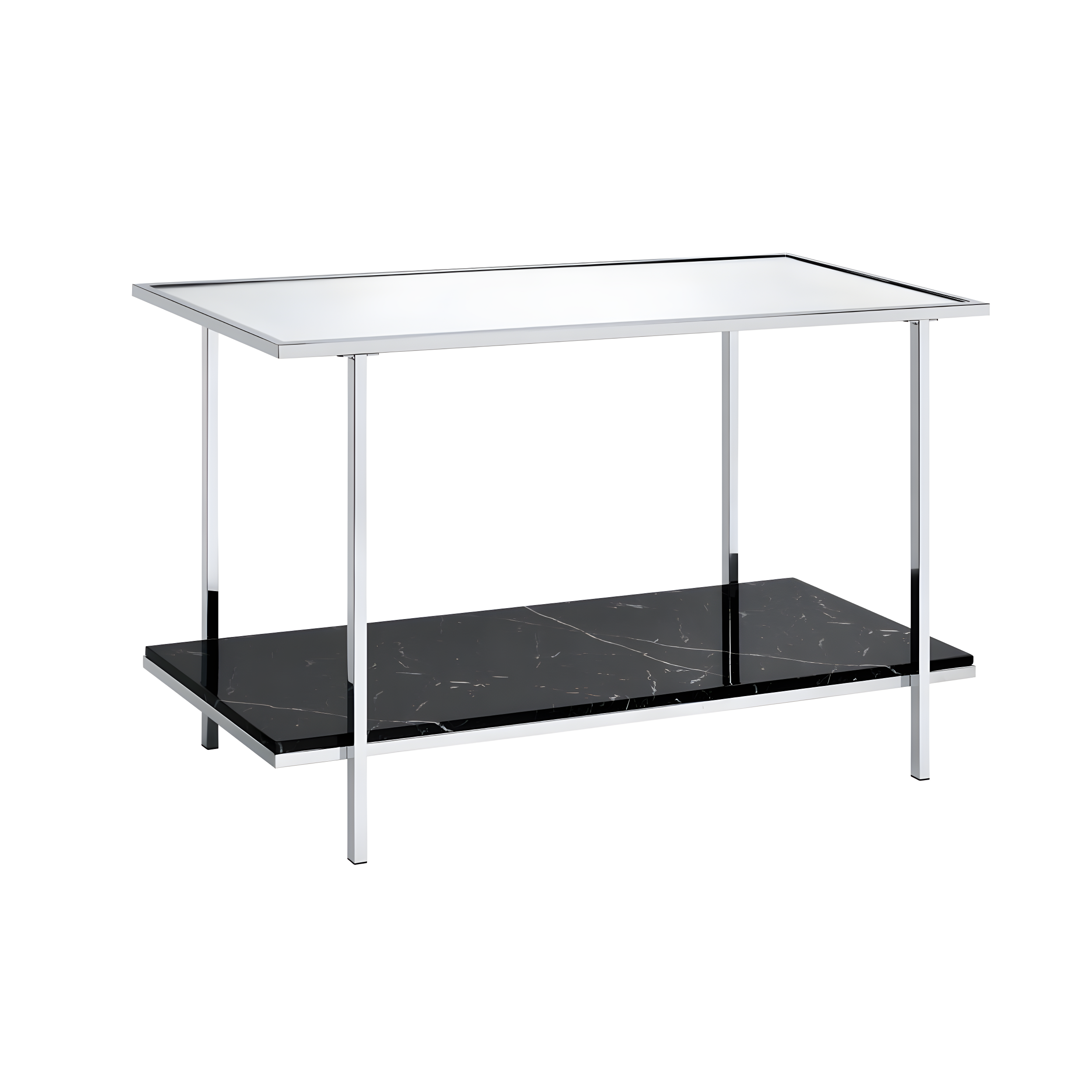 Ivy Bronx Angwin Mirrored Faux Marble & Chrome Console Table | Wayfair