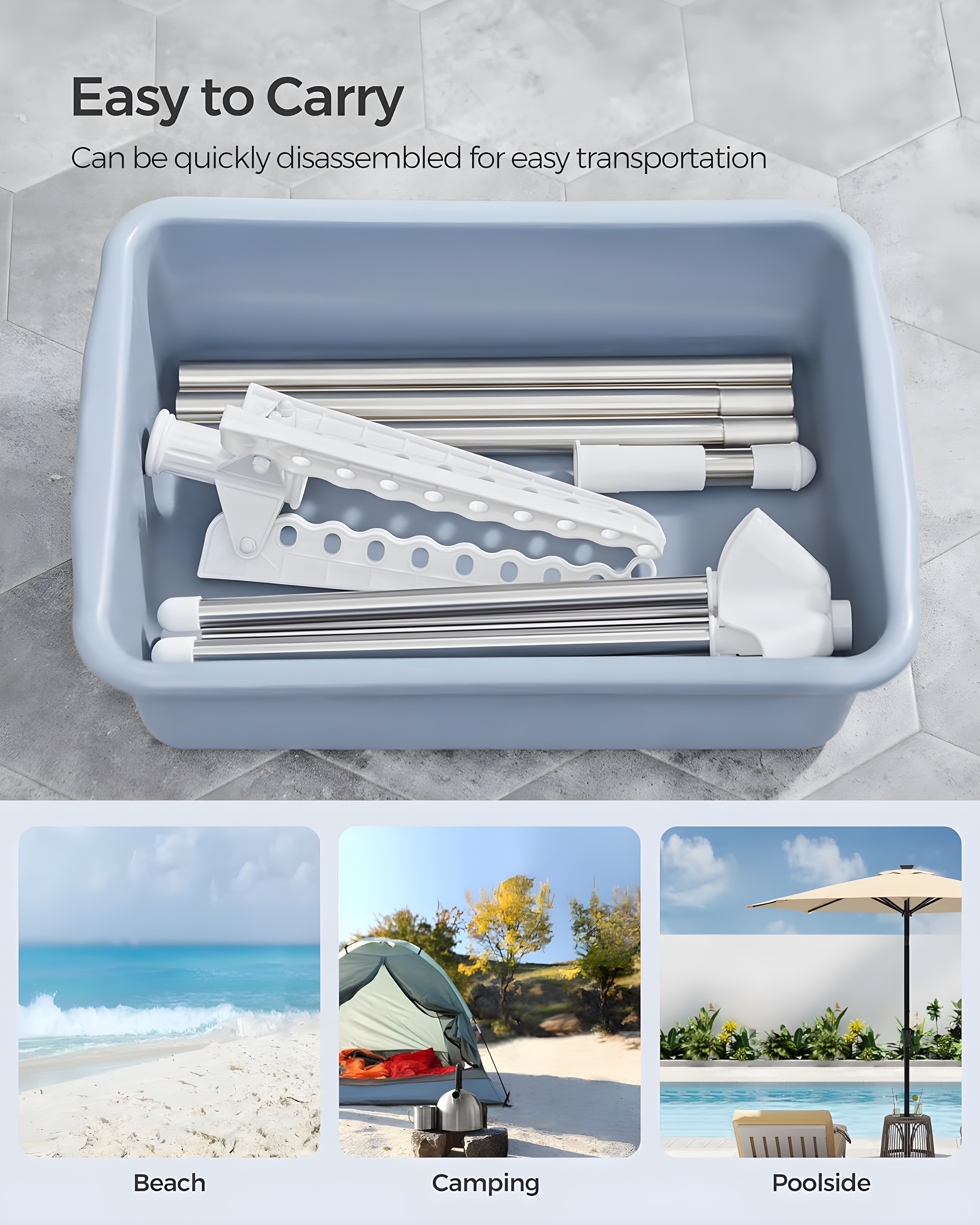 SONGMICS Clothes Drying Rack, 59-Inch Folding Laundry Drying Rack with 3 Rotatable Arms for Hangers, 4 Legs, Stainless Steel, for 27 Pieces of Clothes, White and Silver ULLR510W01