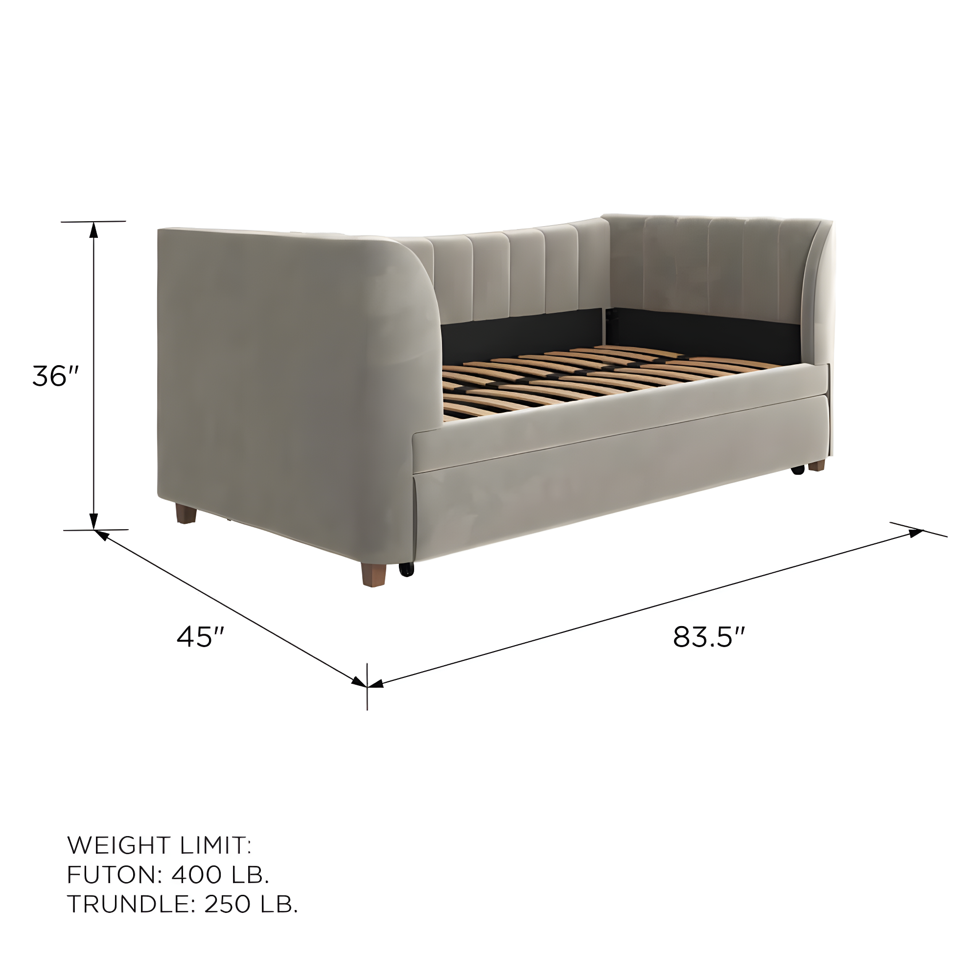 Valentina Twin Upholstered Daybed with Trundle