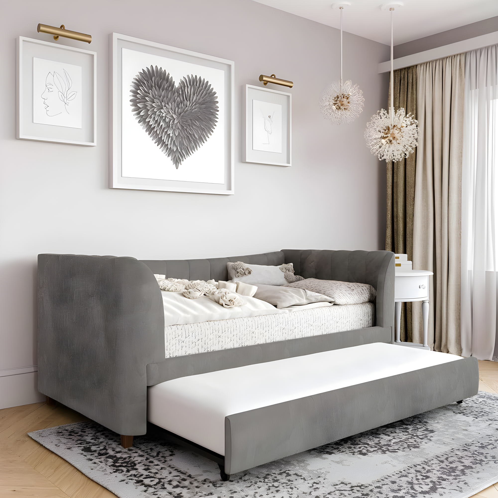 Valentina Twin Upholstered Daybed with Trundle