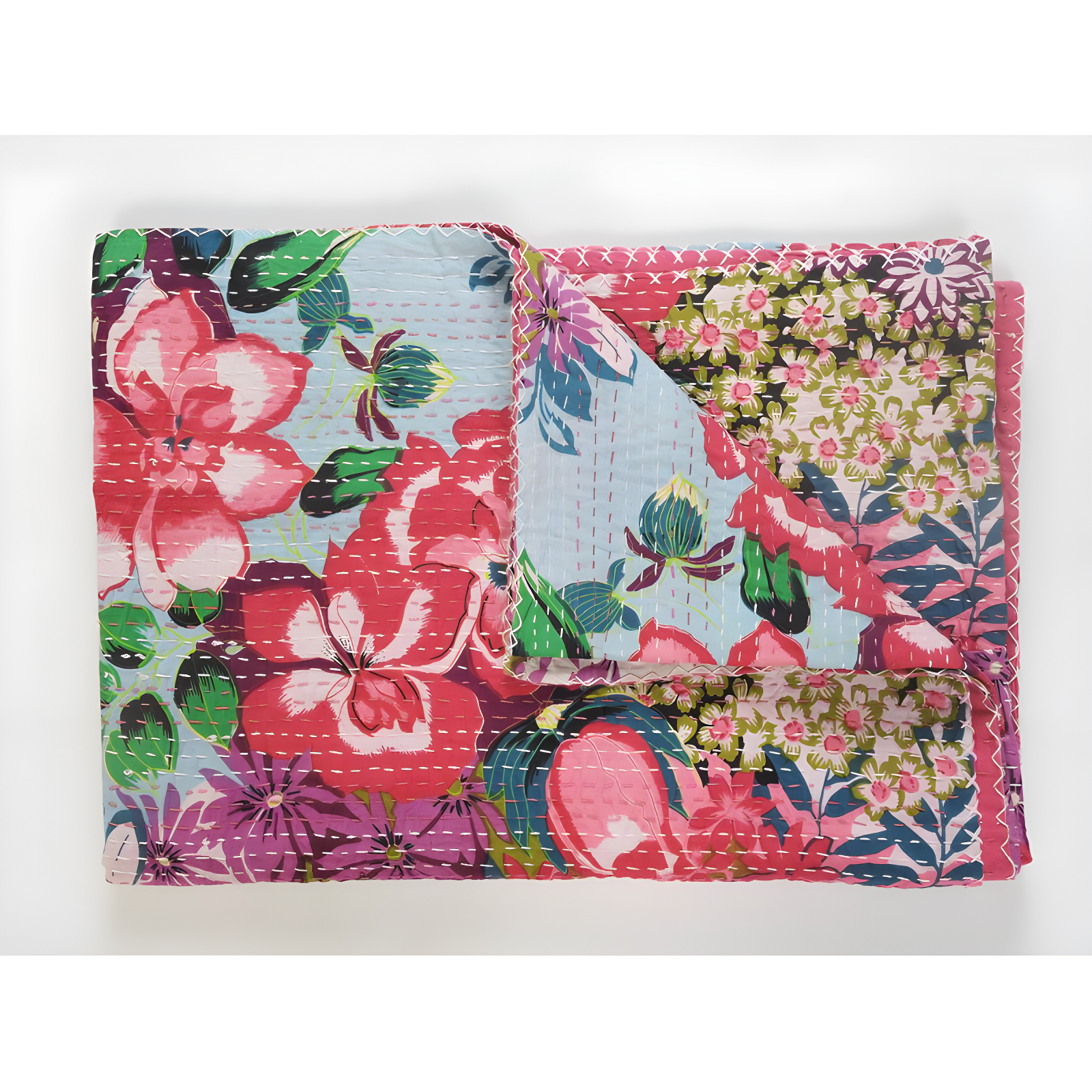 Rajani Home Advika Handmade Kantha Cotton Throw Blanket