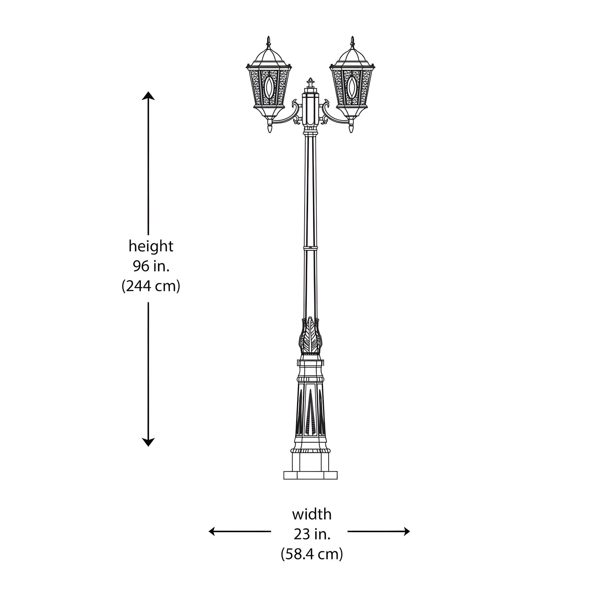 Bel Air Atkinson Classic Black Gold Outdoor Lamp Post - 96" Height