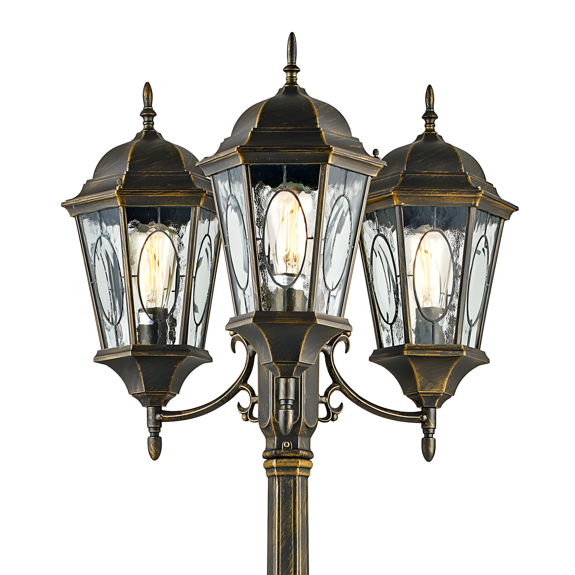 Bel Air Atkinson Classic Black Gold Outdoor Lamp Post - 96" Height