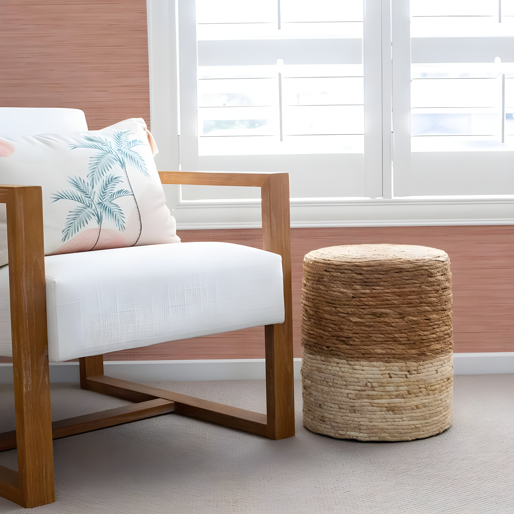 Tempaper & Co.® Fauz Horizontal Grasscloth Removable Peel and Stick Wallpaper, Textured Salmon, 28 sq. ft.: Vinyl, Prepasted