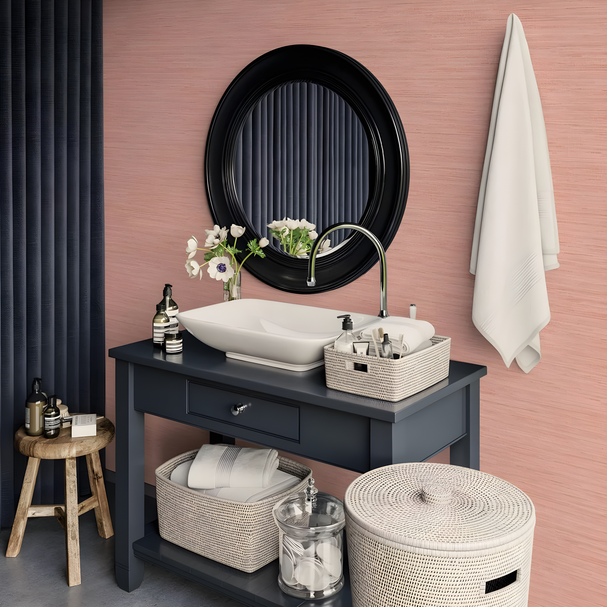 Tempaper & Co.® Fauz Horizontal Grasscloth Removable Peel and Stick Wallpaper, Textured Salmon, 28 sq. ft.: Vinyl, Prepasted