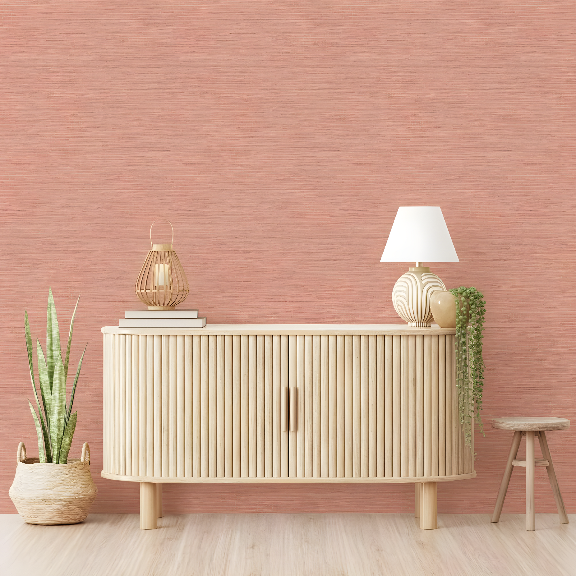 Tempaper & Co.® Fauz Horizontal Grasscloth Removable Peel and Stick Wallpaper, Textured Salmon, 28 sq. ft.: Vinyl, Prepasted