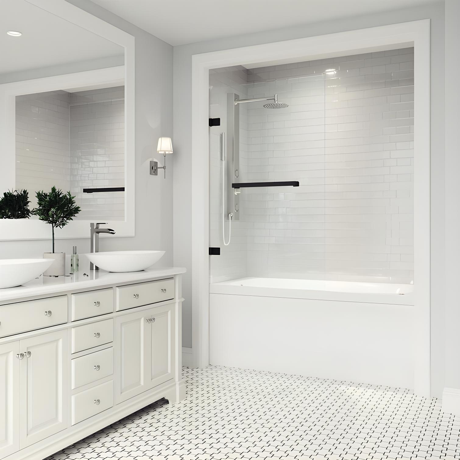Rialto 34" W x 58" H Hinged Frameless Tub Door with with 5/16" Glass
