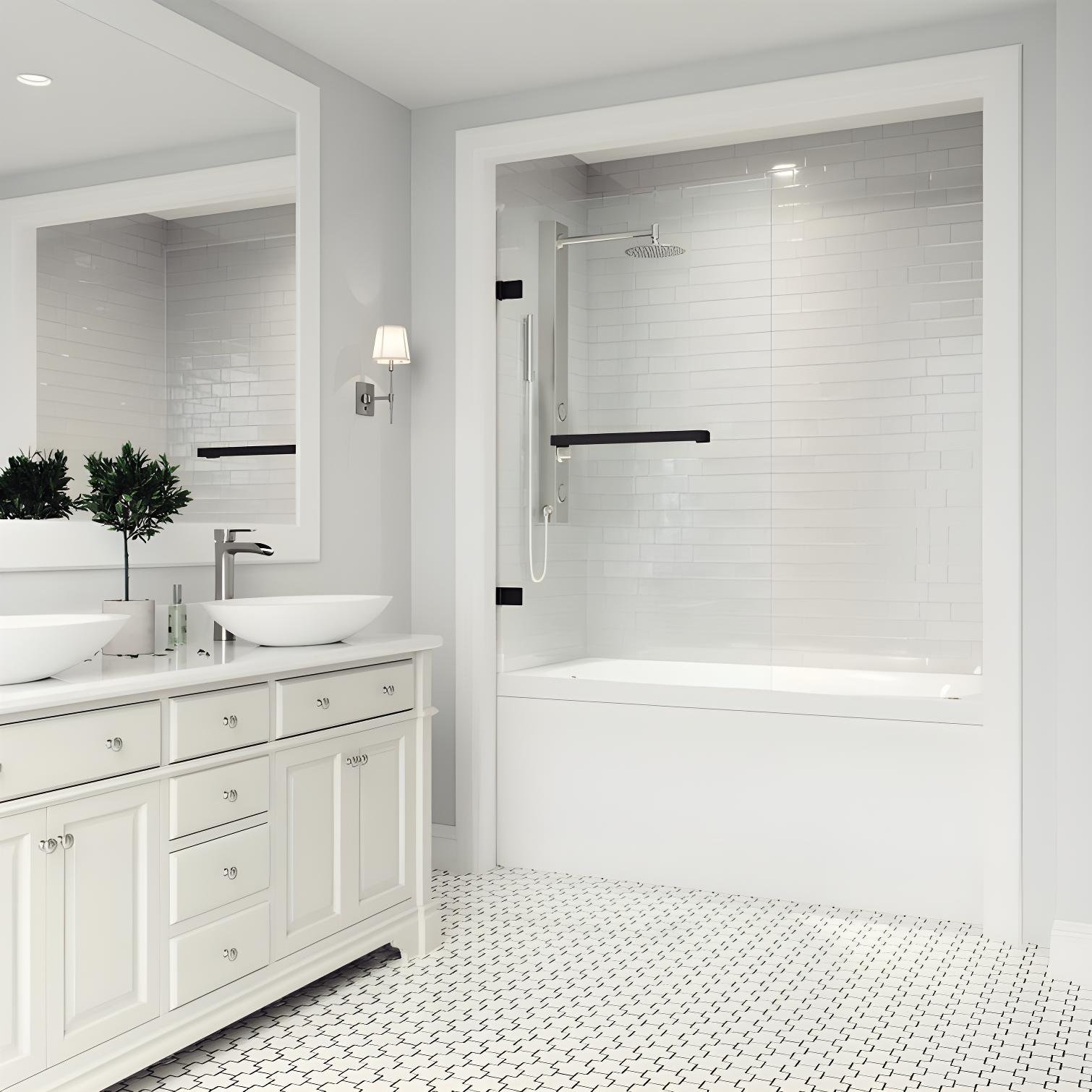 Rialto 34" W x 58" H Hinged Frameless Tub Door with with 5/16" Glass