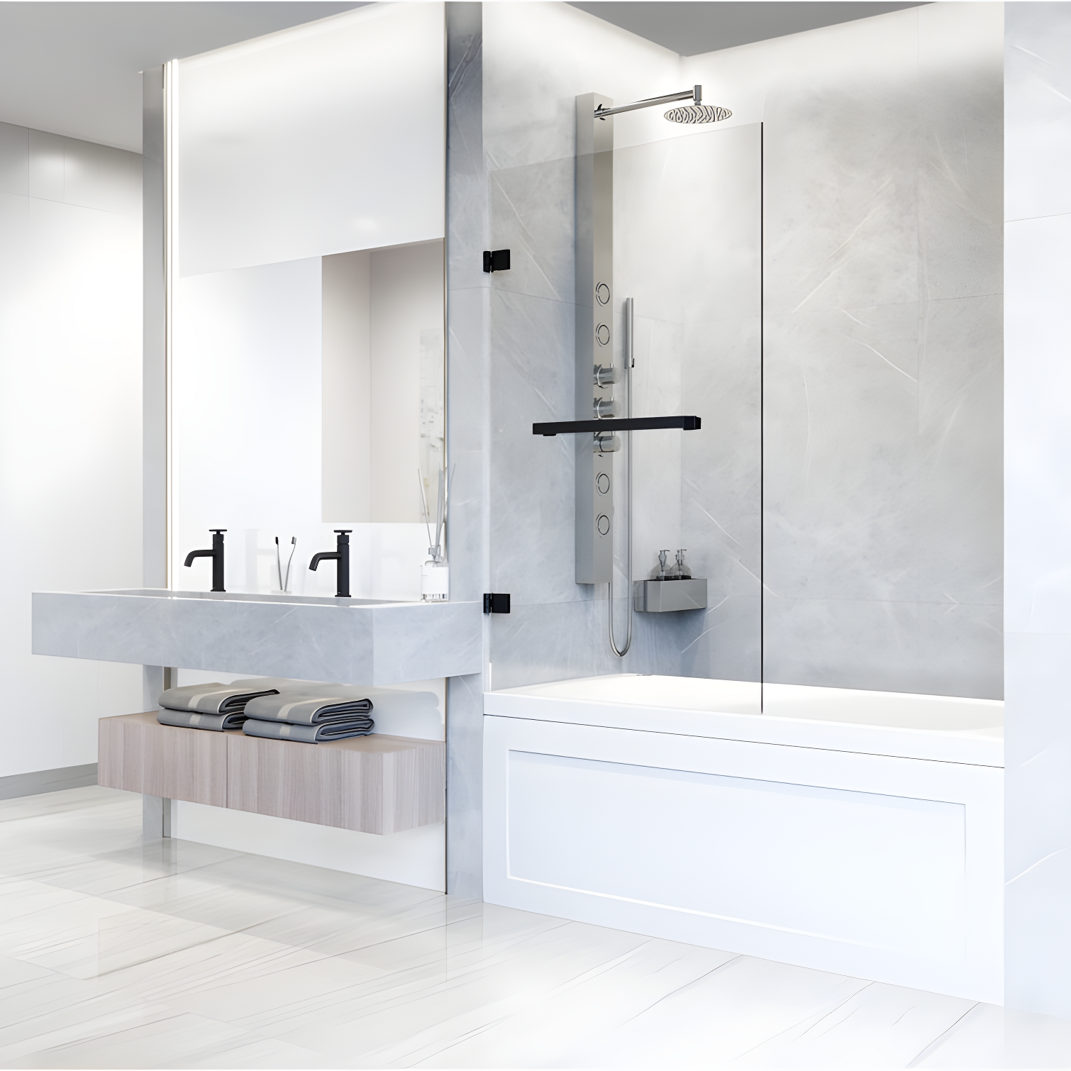 Rialto 34" W x 58" H Hinged Frameless Tub Door with with 5/16" Glass