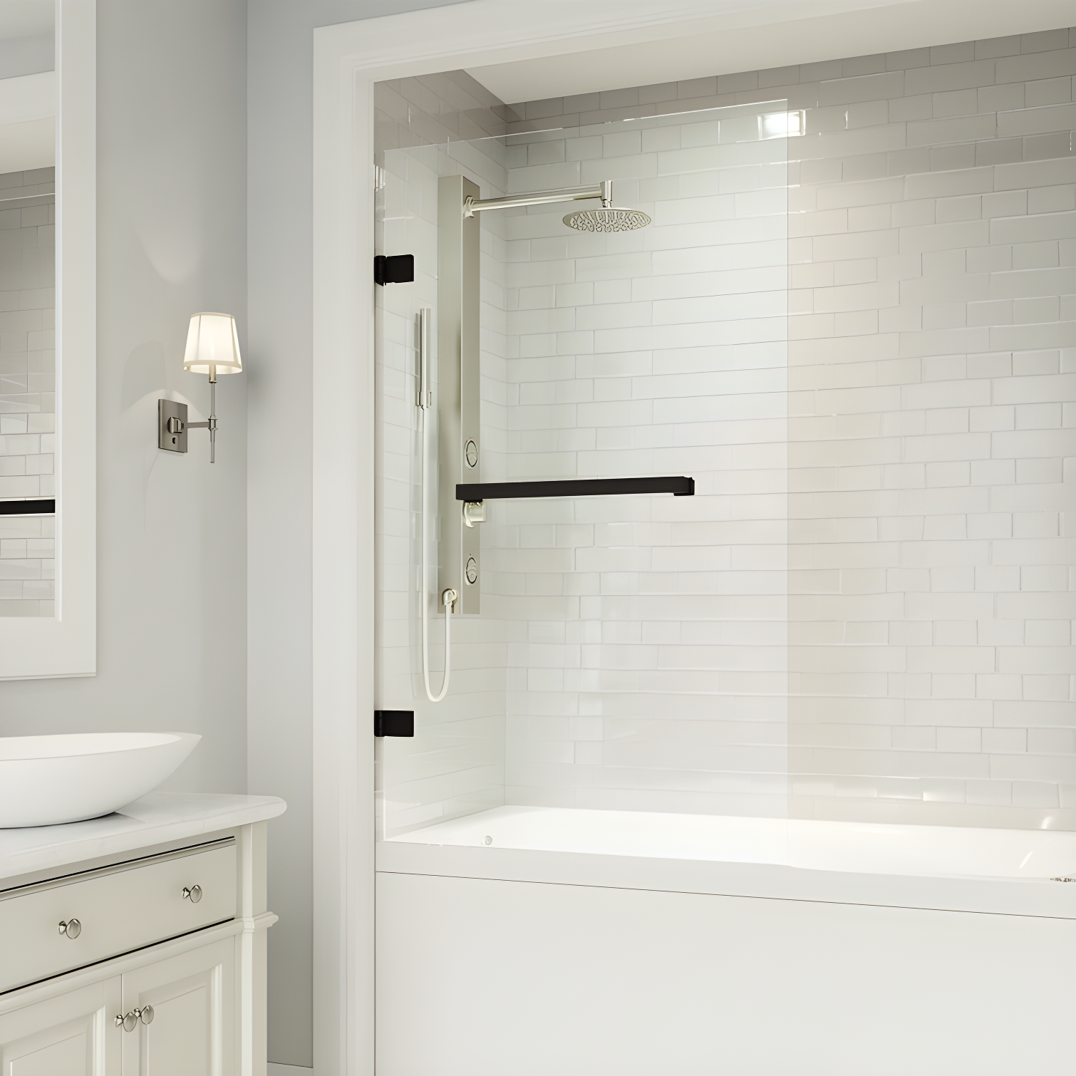 Rialto 34" W x 58" H Hinged Frameless Tub Door with with 5/16" Glass