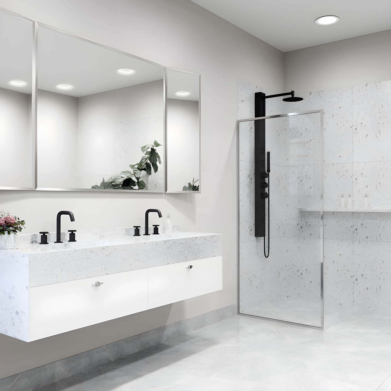 Meridian 34" W x 74" H Fixed Framed Shower Screen with 3/8" Glass