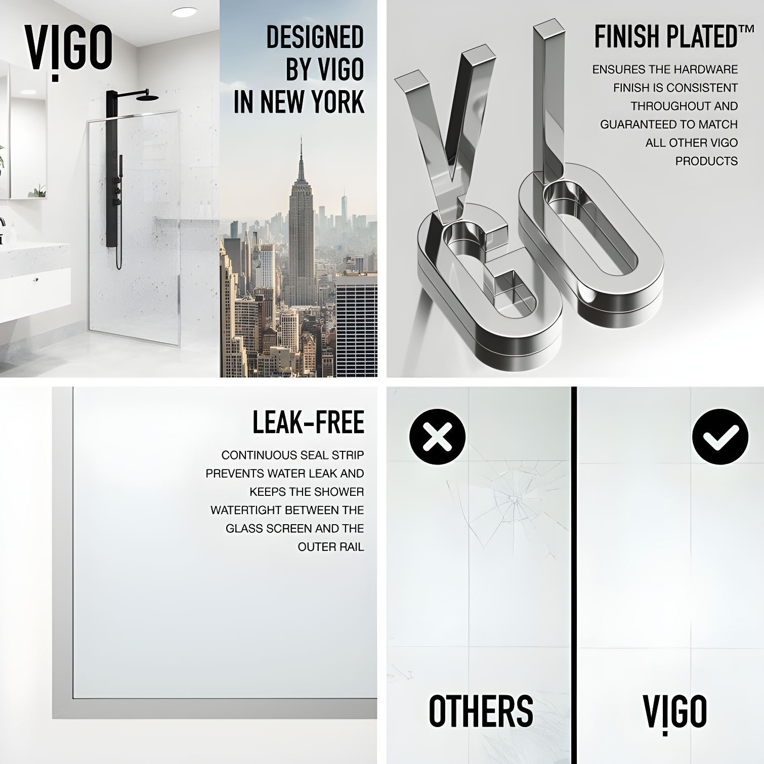 Meridian 34" W x 74" H Fixed Framed Shower Screen with 3/8" Glass