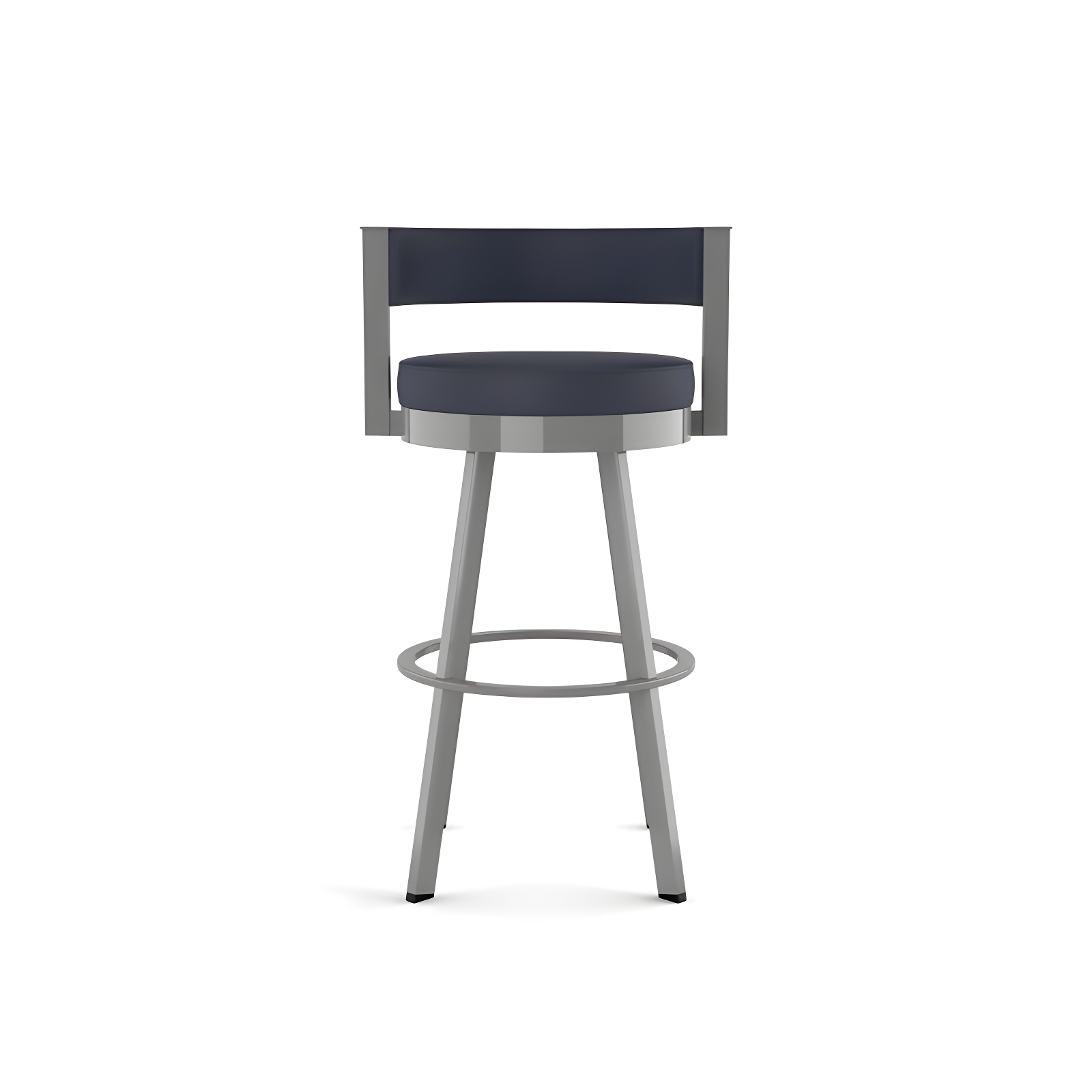 26.13" Amisco Browser Swivel Counter Height Barstool: Upholstered, Metal Frame, Footrest - Navy/Glossy Gray
