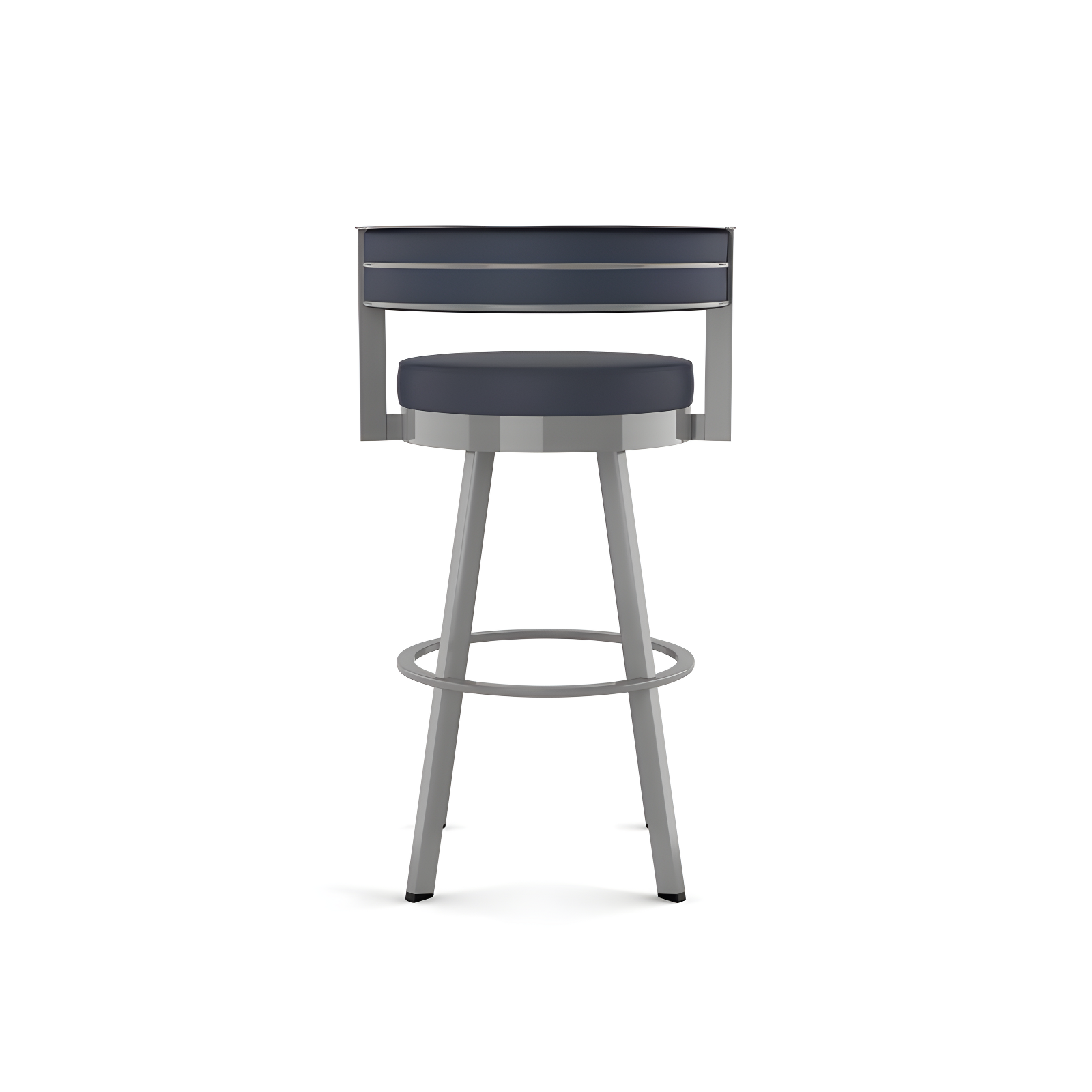 26.13" Amisco Browser Swivel Counter Height Barstool: Upholstered, Metal Frame, Footrest - Navy/Glossy Gray