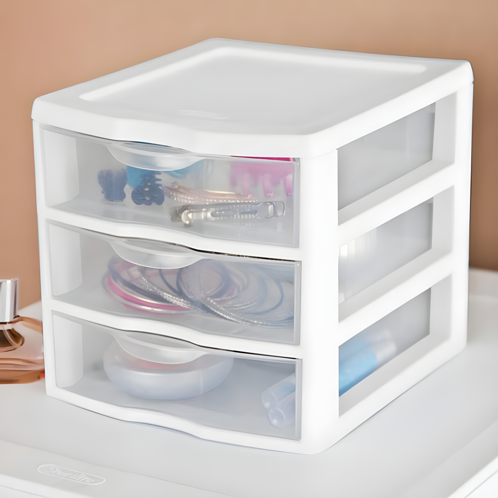 Sterilite Sterilite Clearview Plastic Multipurpose Small 3 Drawer Desktop Storage Organization Unit for Home, Classrooms, or Office Spaces