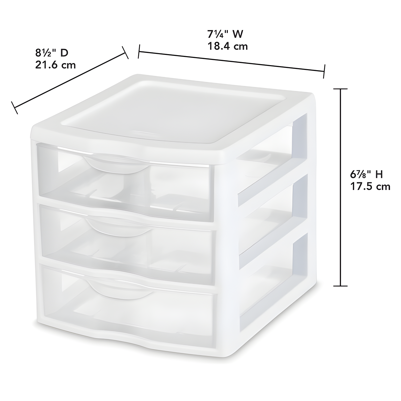 Sterilite Sterilite Clearview Plastic Multipurpose Small 3 Drawer Desktop Storage Organization Unit for Home, Classrooms, or Office Spaces