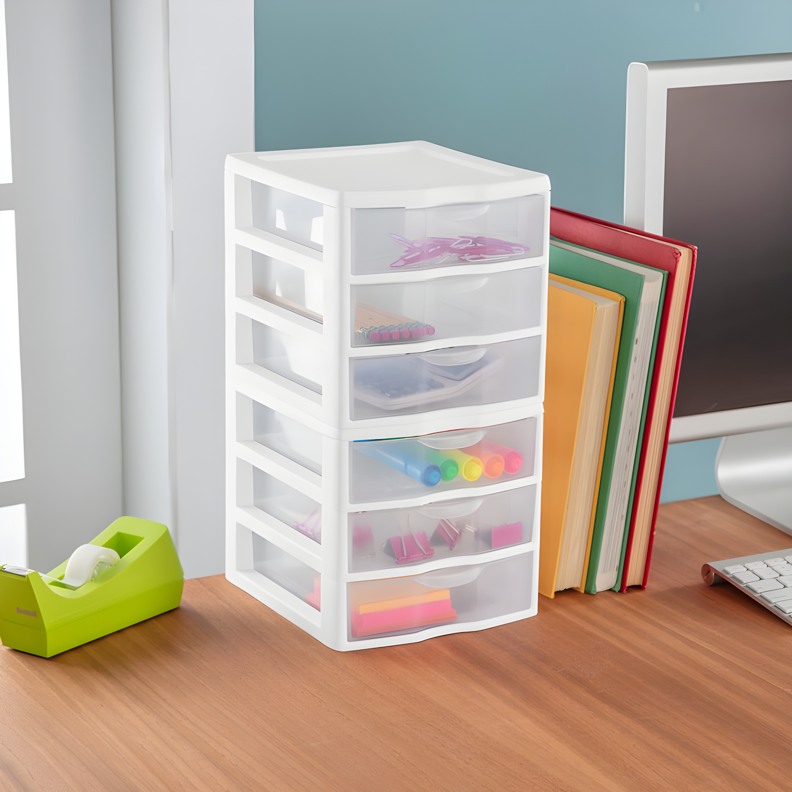 Sterilite Sterilite Clearview Plastic Multipurpose Small 3 Drawer Desktop Storage Organization Unit for Home, Classrooms, or Office Spaces
