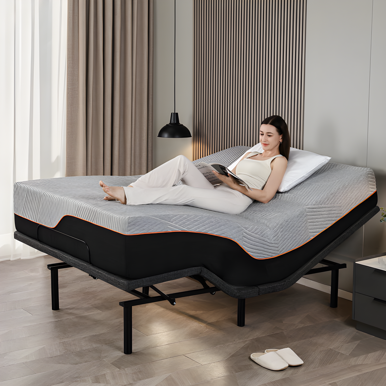 E3100 Zero Gravity Adjustable Bed, Massage, Wireless Remote & App Control, 14'' Ultra-Plush Black Mattress Included
