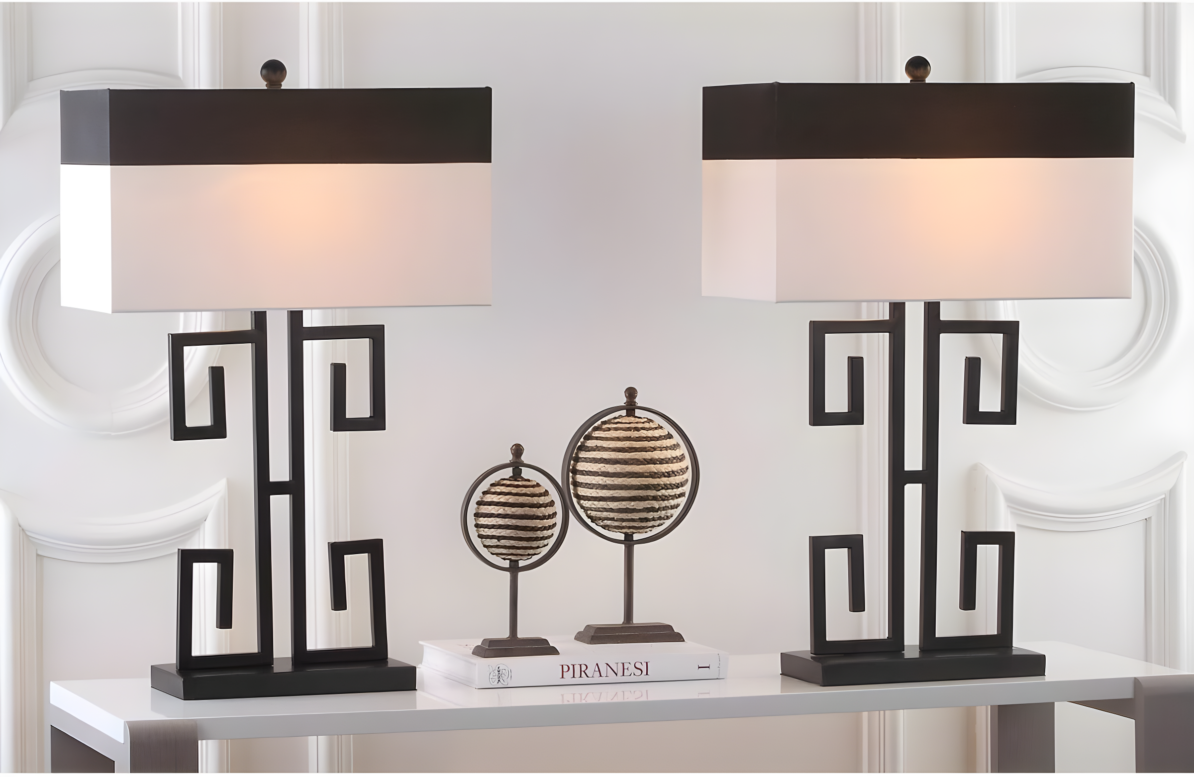 Greek Key Table Lamp (Set of 2) - 28 Inch Height - LIT4071 - Black - Safavieh