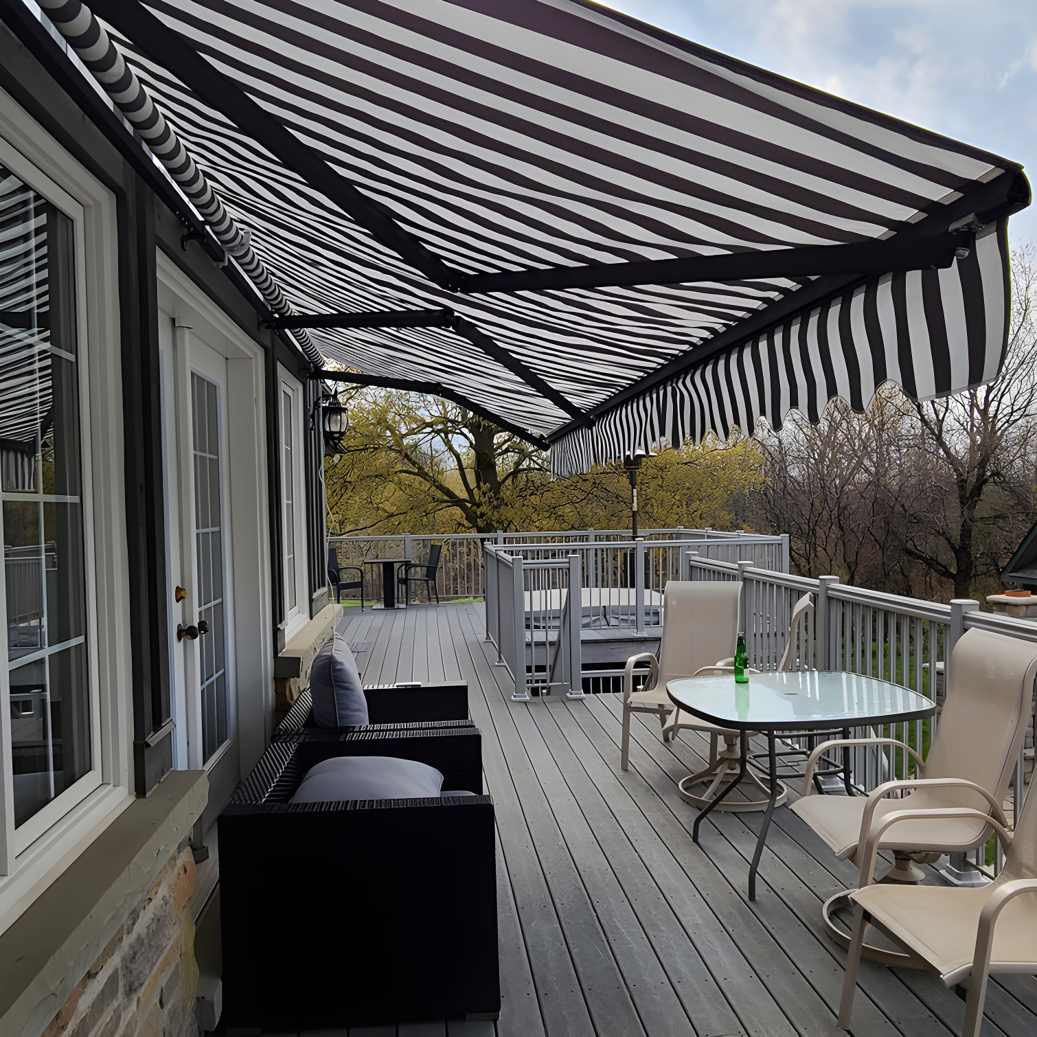 Motorized Retractable White Frame Patio Awning